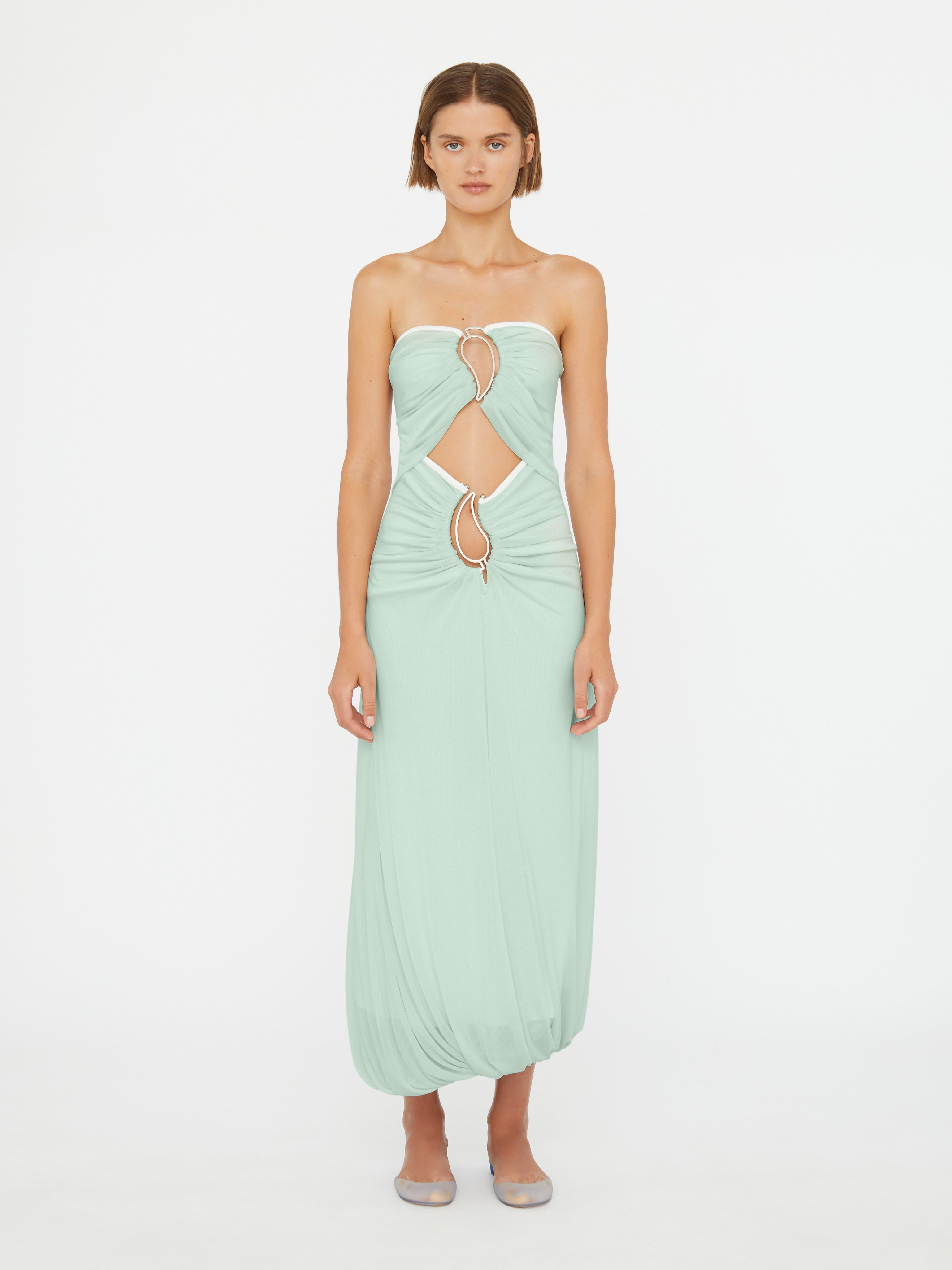 Paisley Overlay Encased Strapless Dress - 3