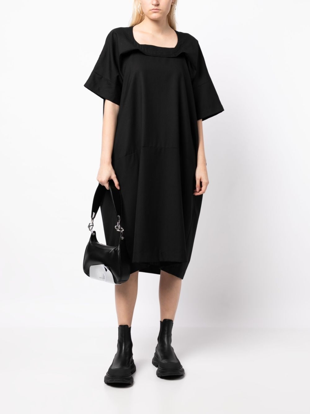asymmetric midi wool dress - 2