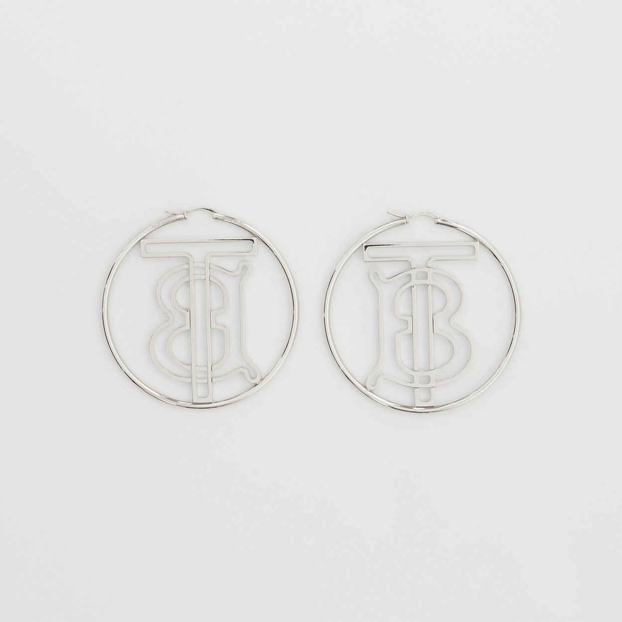 Palladium-plated Monogram Motif Hoop Earrings - 4