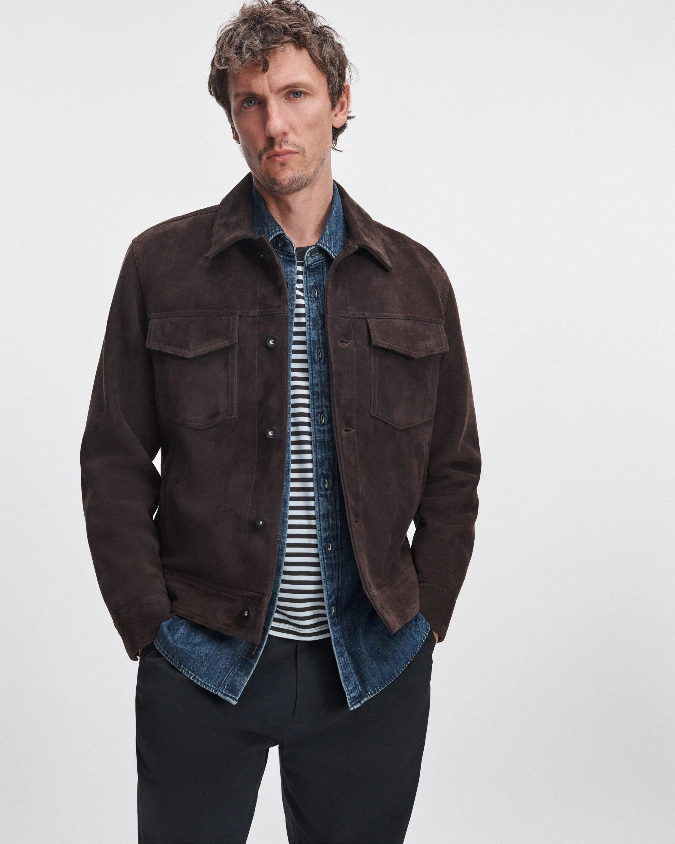 rb Suede Trucker Jacket - 1