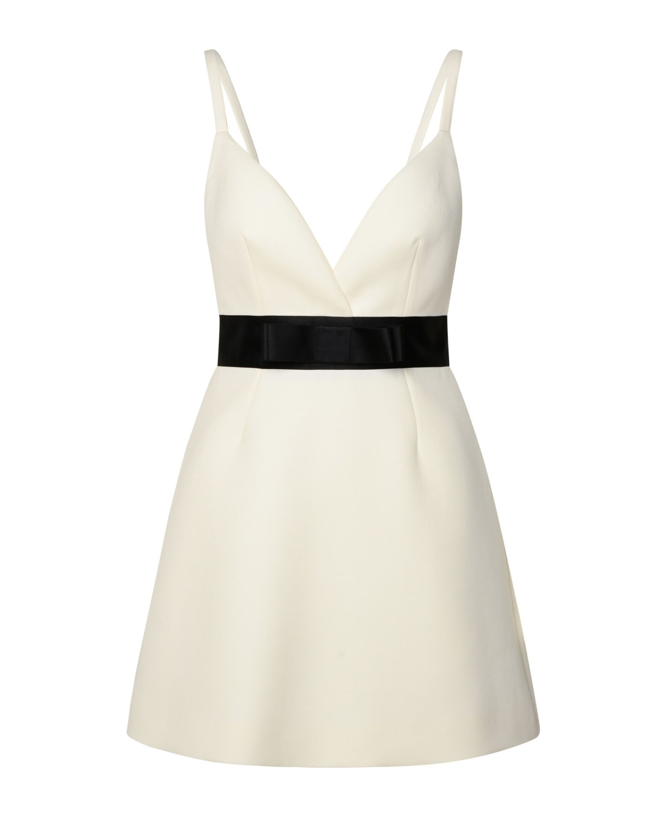 Short Dress With Shoulder Straps And Satin Belt - 1