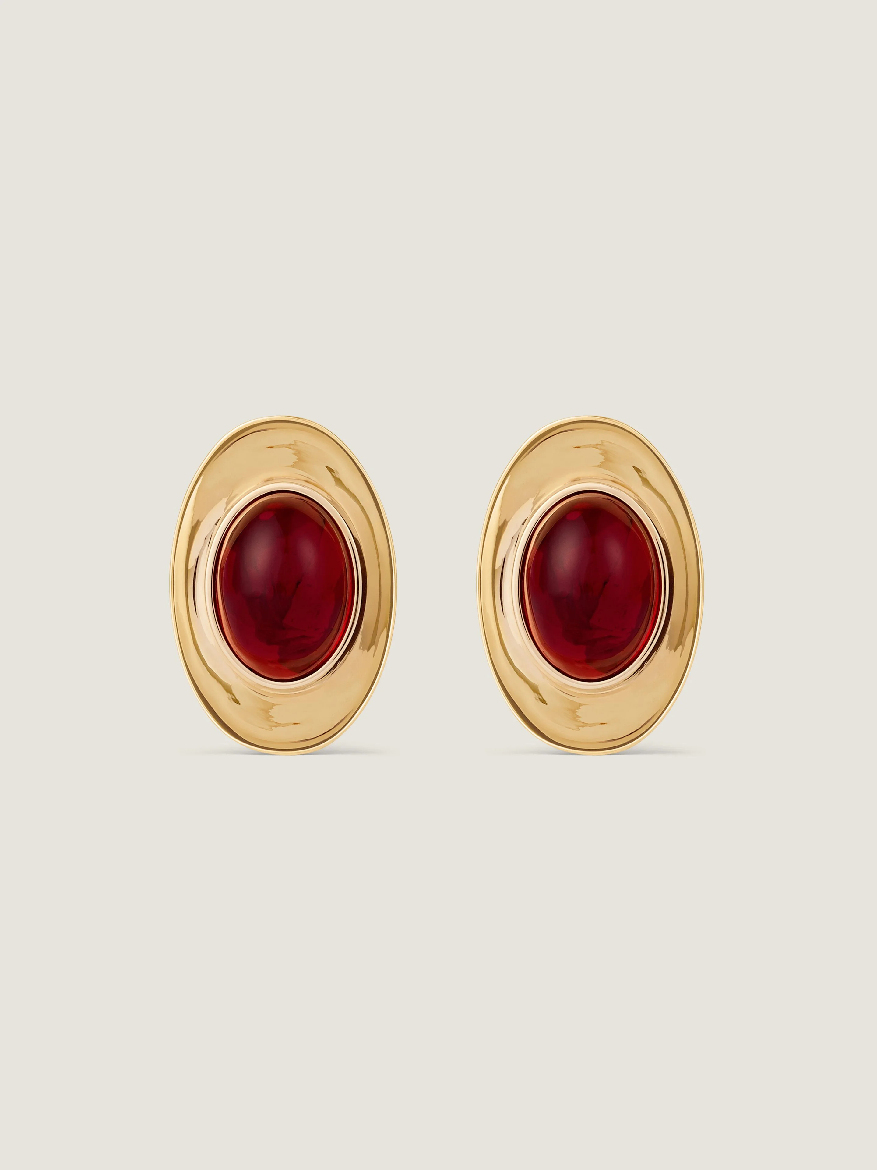 SCULPTED GEM EARRINGS IN METAL AND RESIN - 1