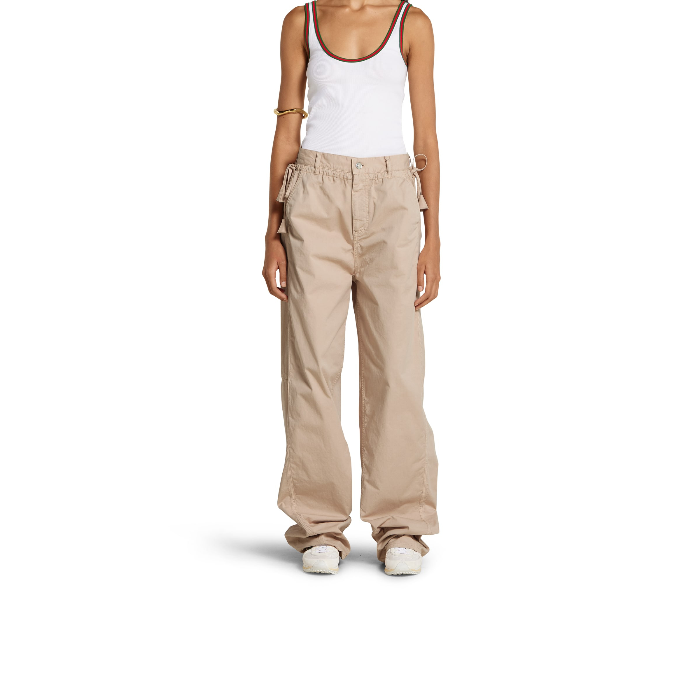 Cotton twill pants with tie sides - 3