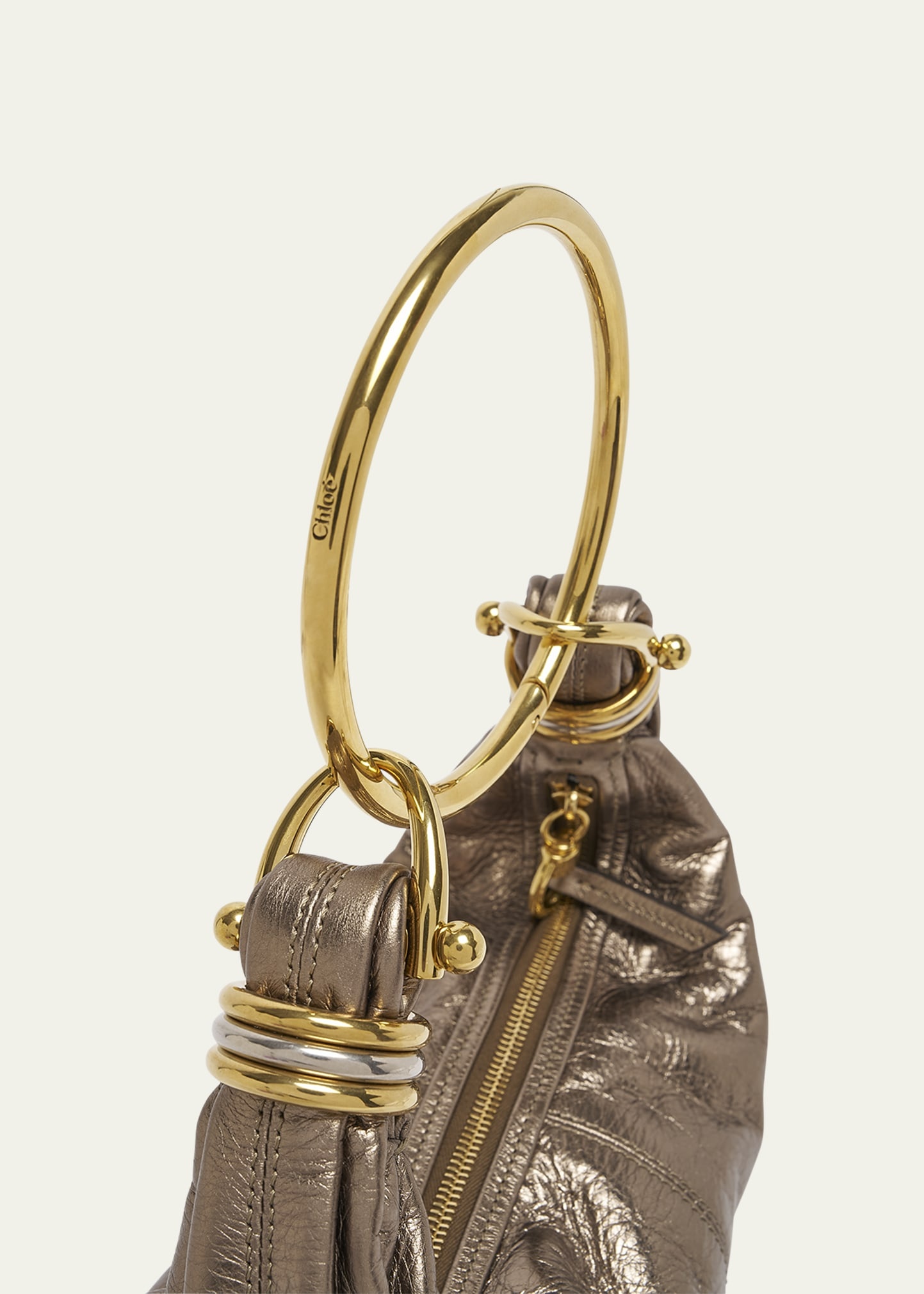 Bracelet Top-Handle Bag in Metallic Calfskin - 5