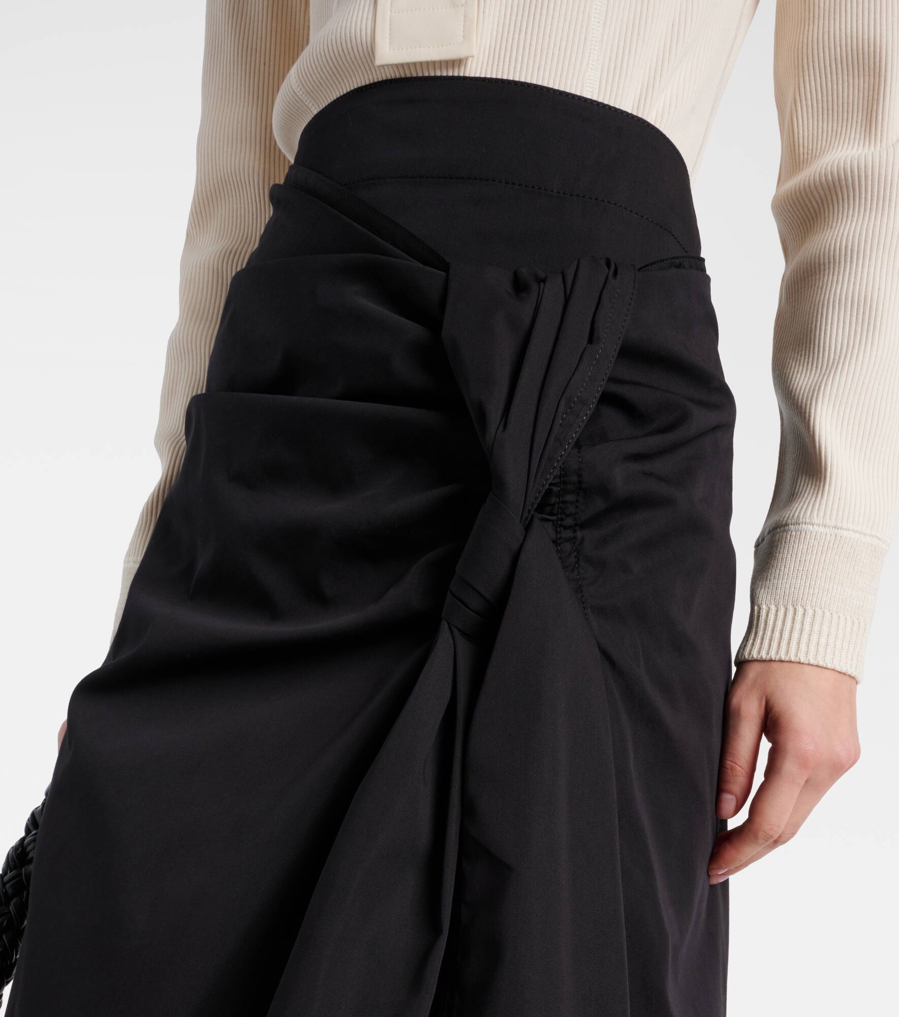 Gathered cotton and silk midi skirt - 4