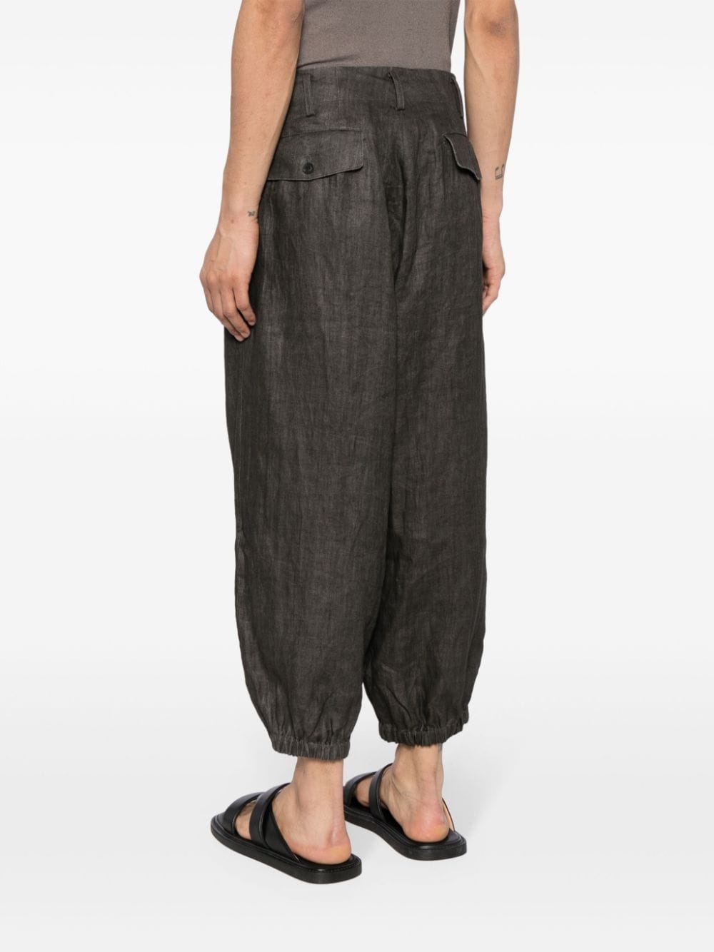 tapered linen trousers - 4
