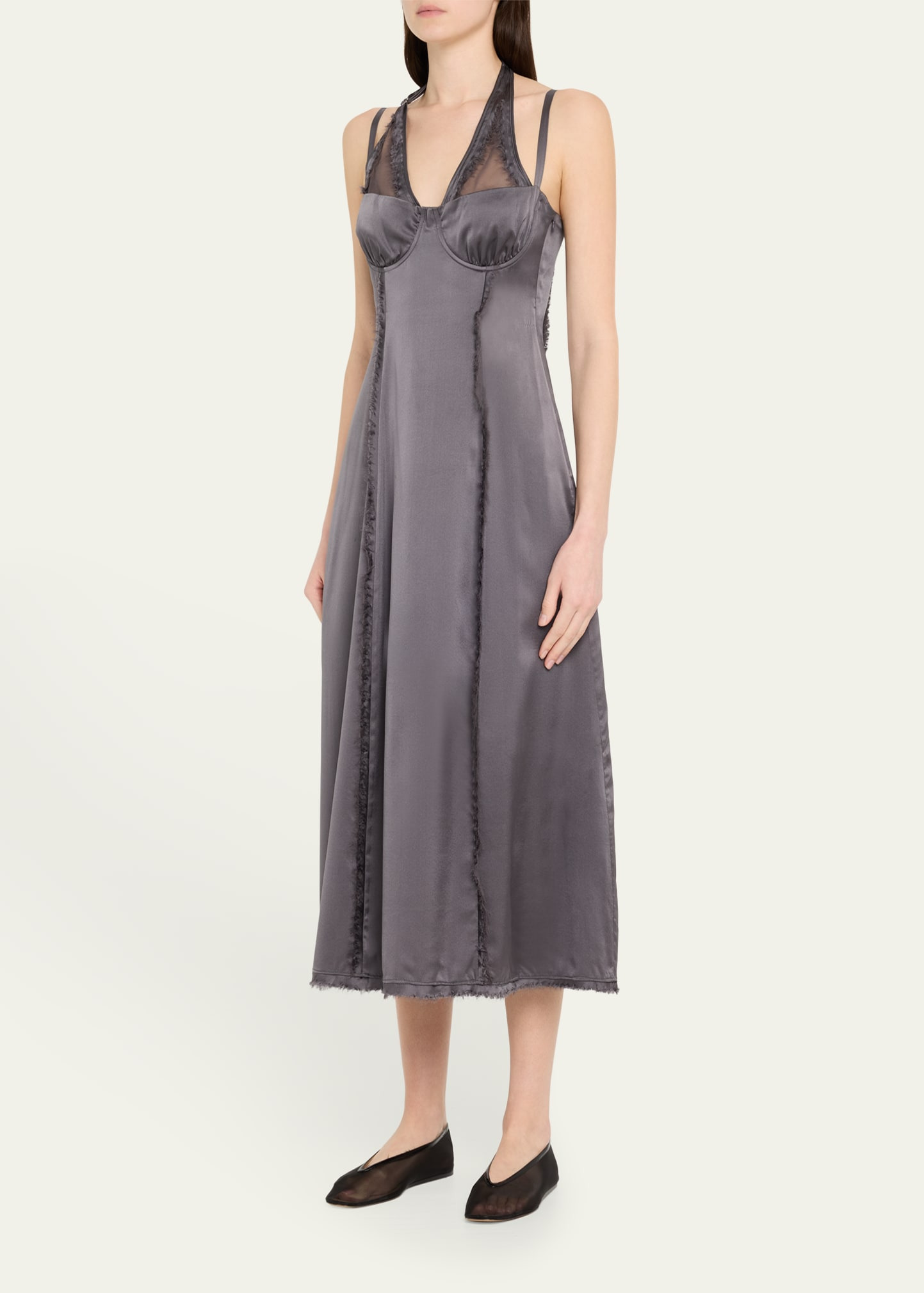 Shredded Silk Midi Dress - 4