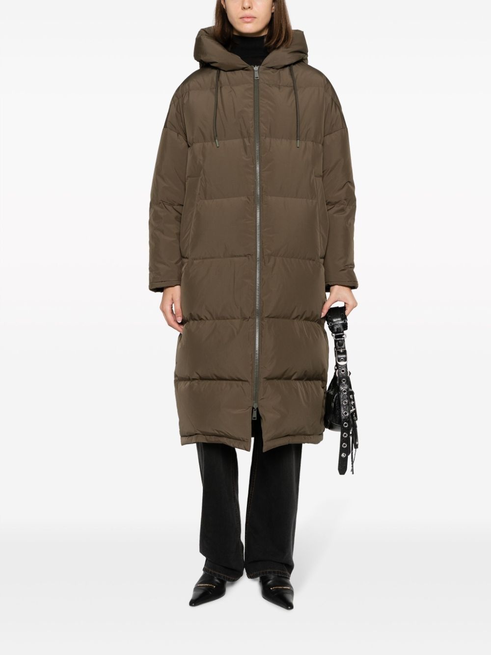 hooded feather-padded coat - 2
