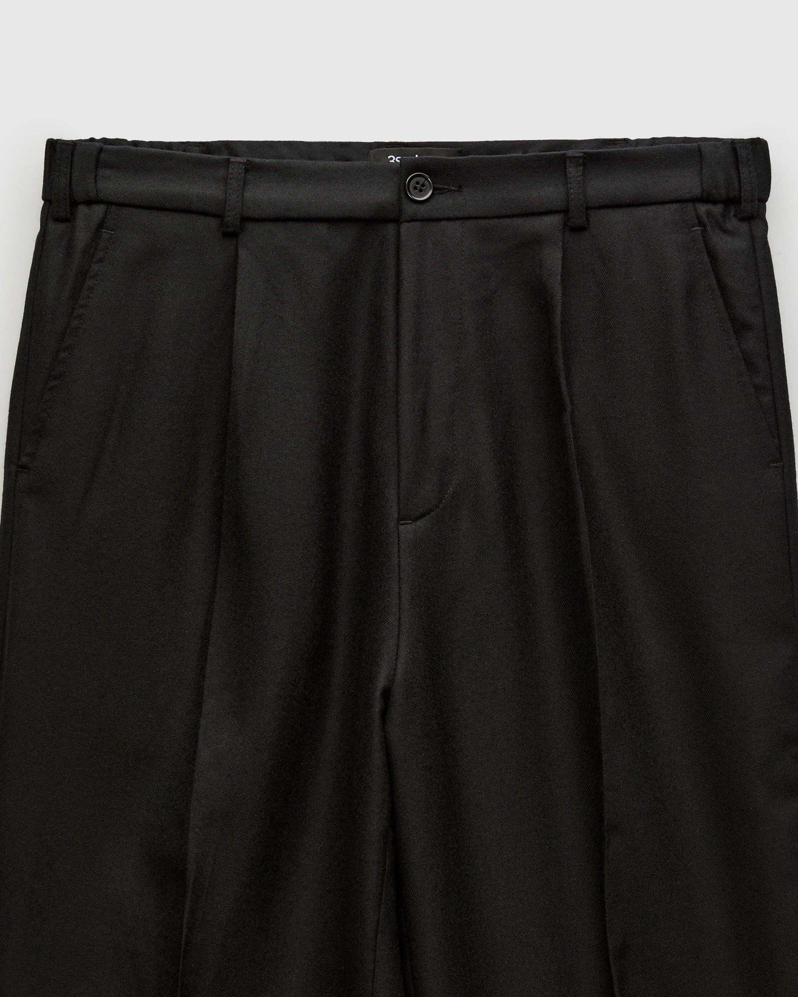 Pleated Trouser in Black Wool - 4