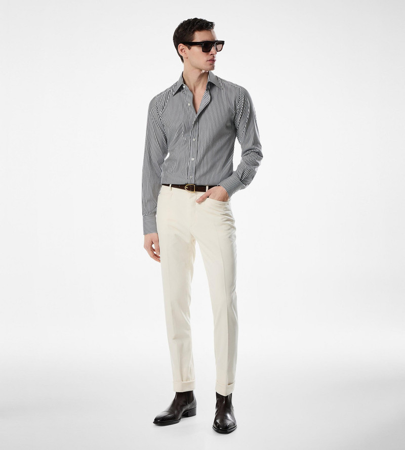 TOM FORD SILK COTTON STRIPE SLIM FIT SHIRT outlook