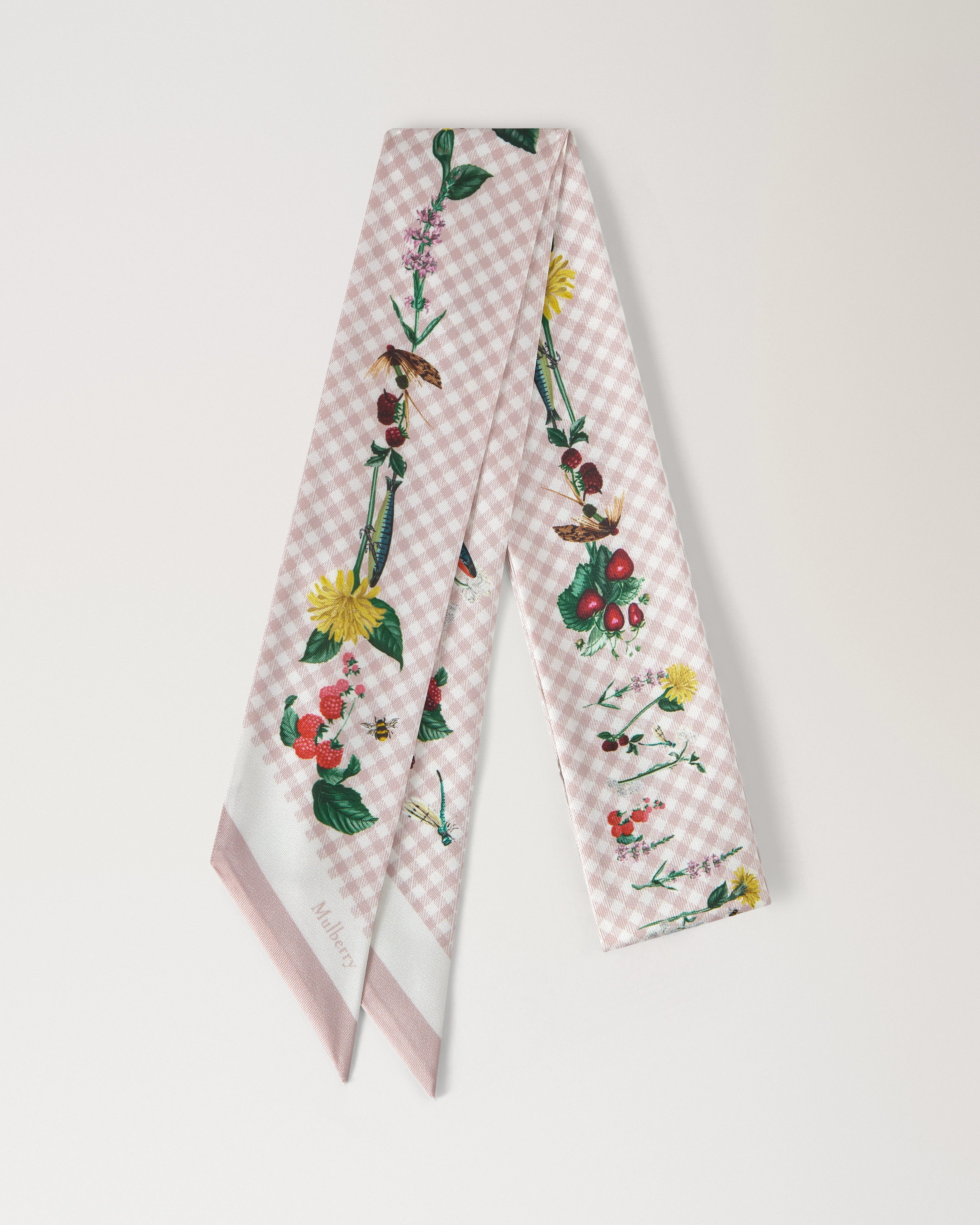 Skinny Scarf - Riverside Floral Blossom Pink Recycled Polyester - 1