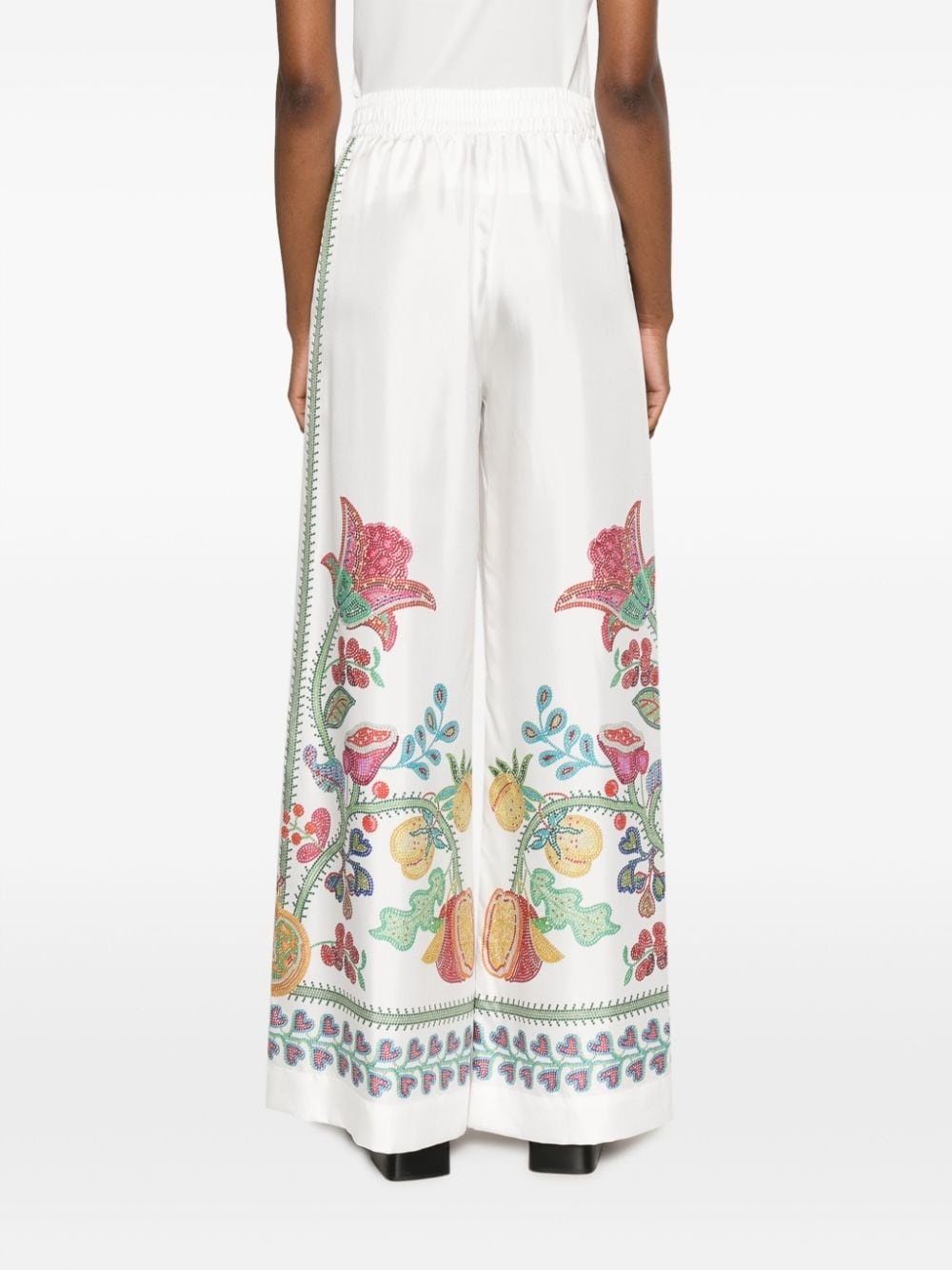 graphic-print silk palazzo trousers - 4