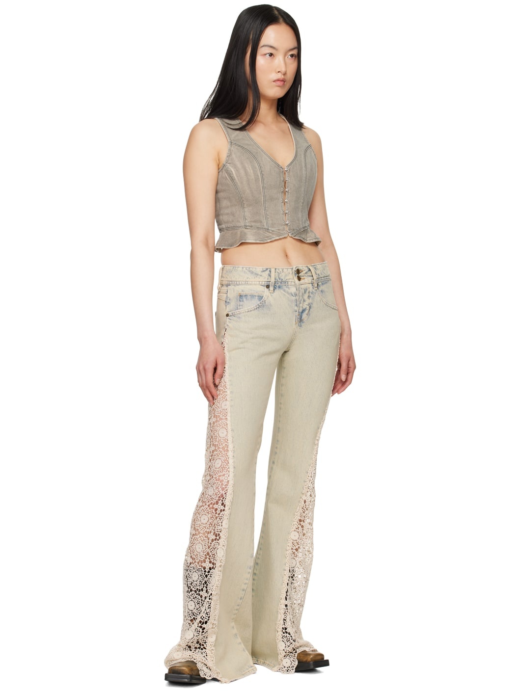 Gray Peplum Denim Vest - 4