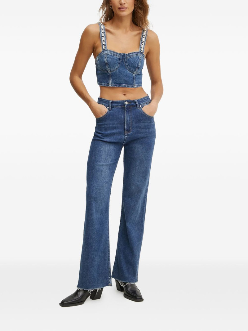 GUESS USA embellishmed-strap denim top outlook