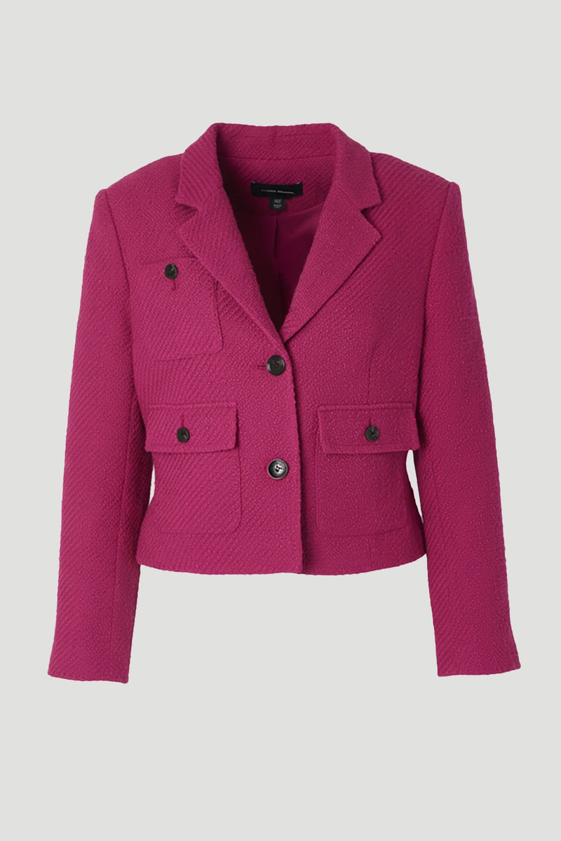 Plus Size Textured Tweed Cropped Tailored Jacket 4