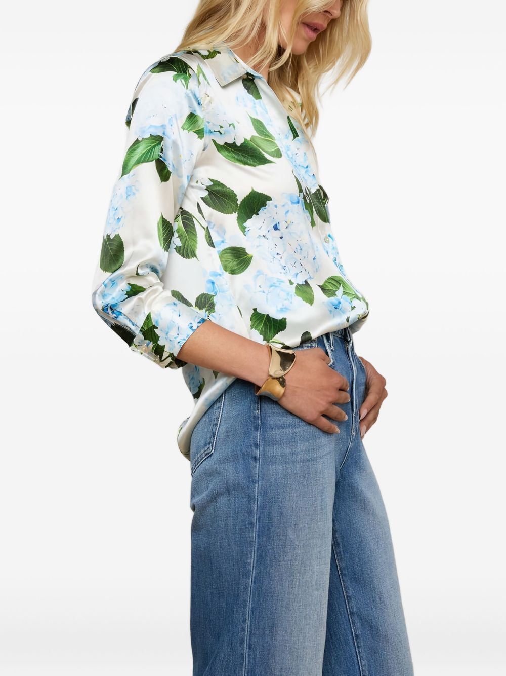floral-print three-quarter-sleeve shirt - 3
