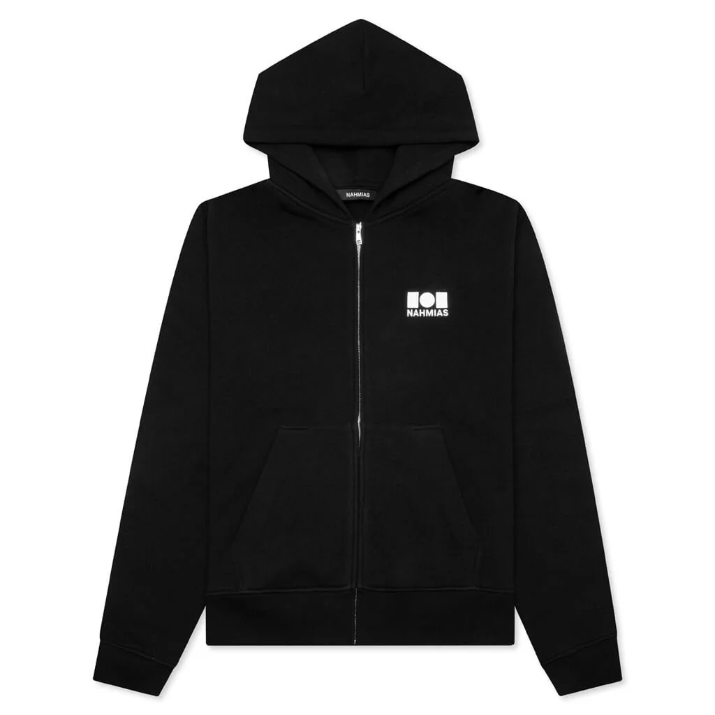 LOGO ZIP UP HOODIE - BLACK - 1
