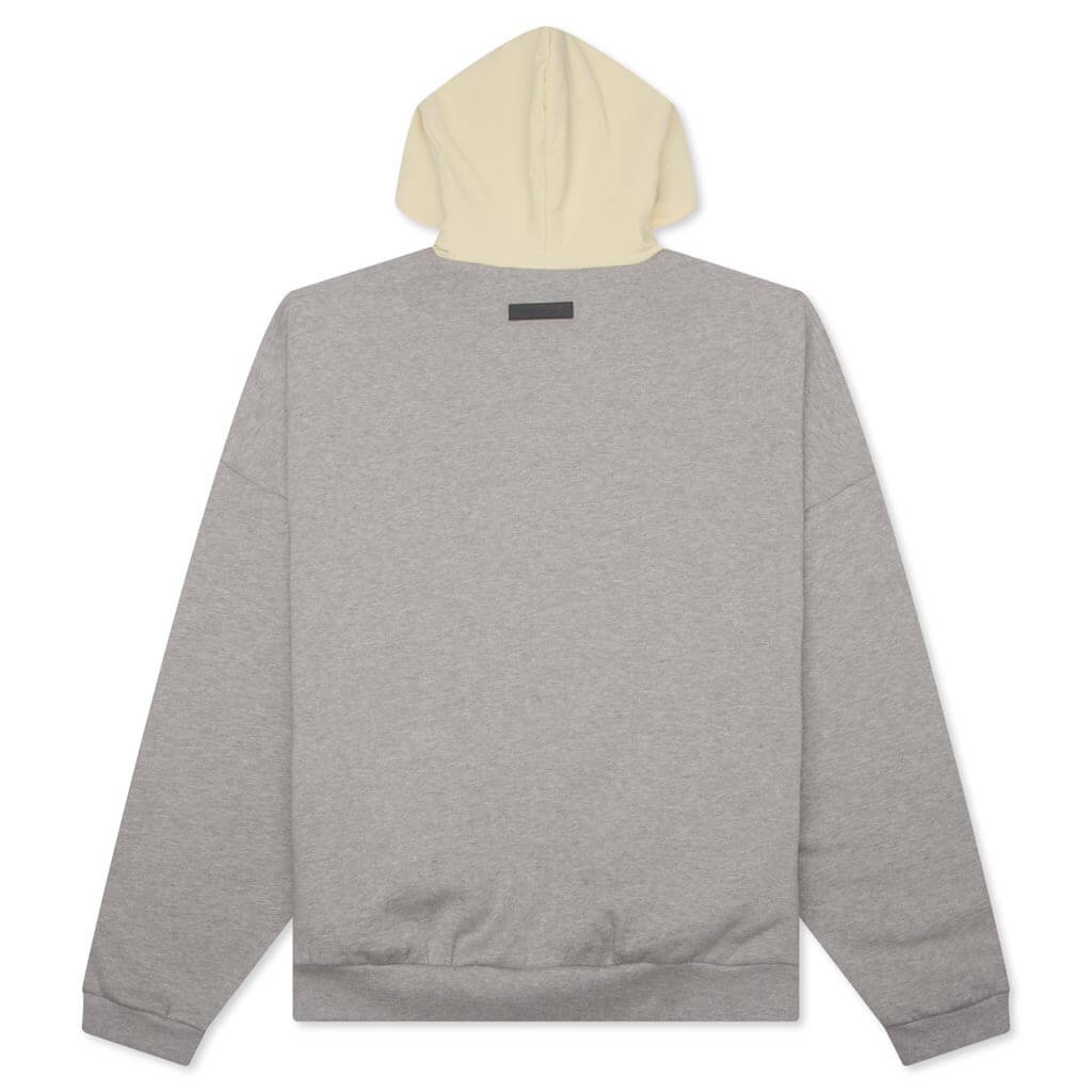 NYLON FLEECE HOODIE - DARK HEATHER OATMEAL/GARDEN YELLOW - 2