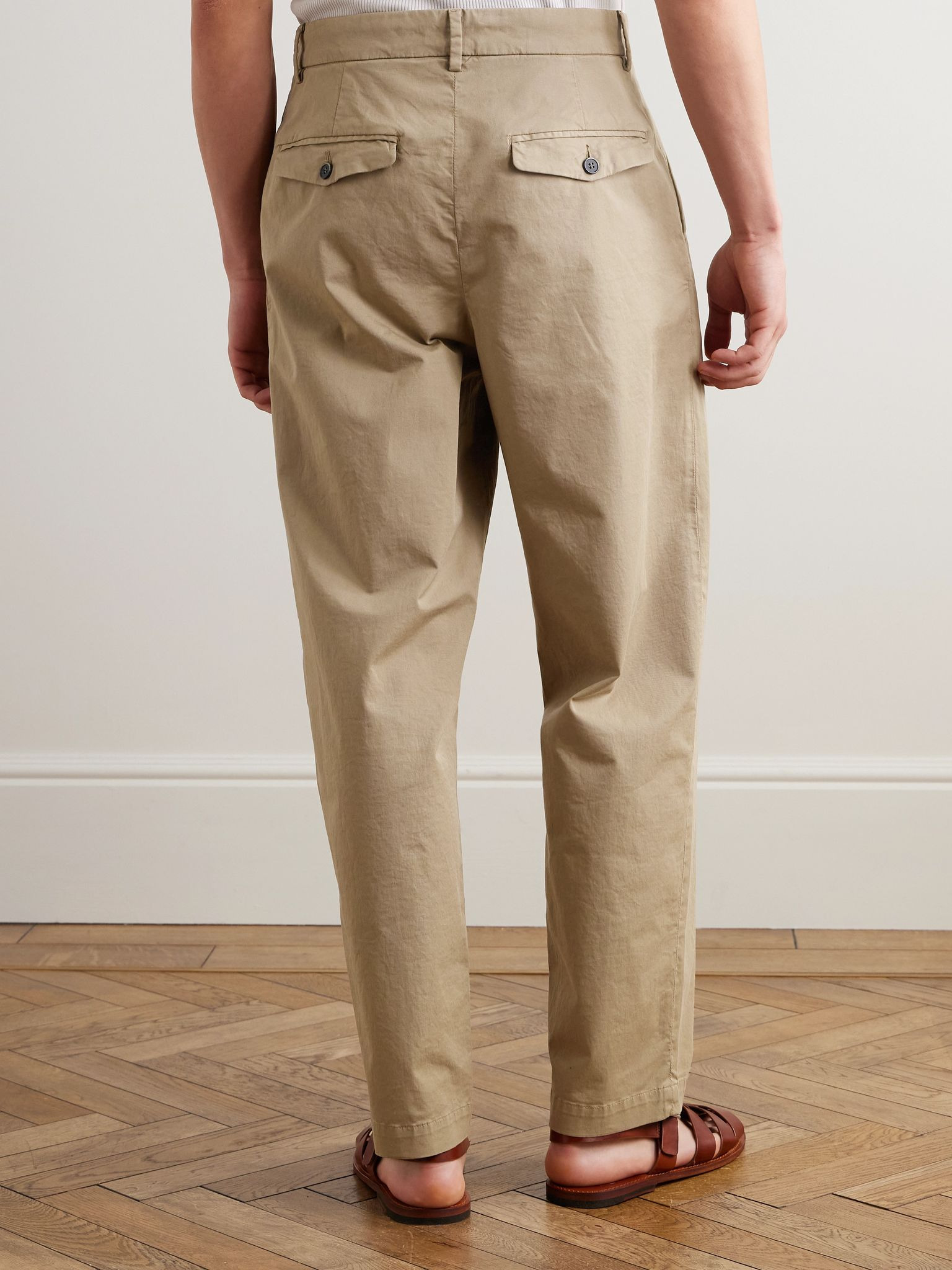 Canasta Straight-Leg Cotton-Blend Trousers Beige - 4