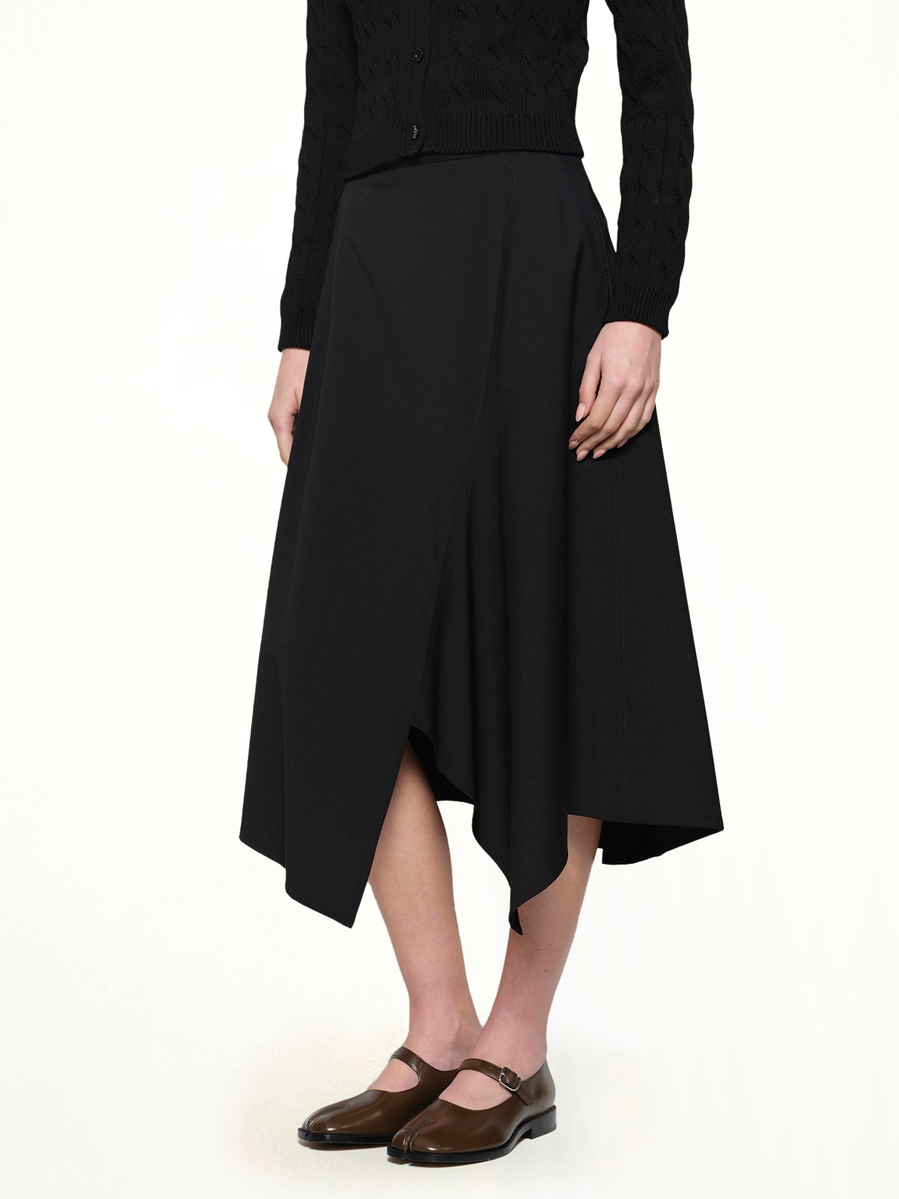 Asymmetric Skirt in Black - 6