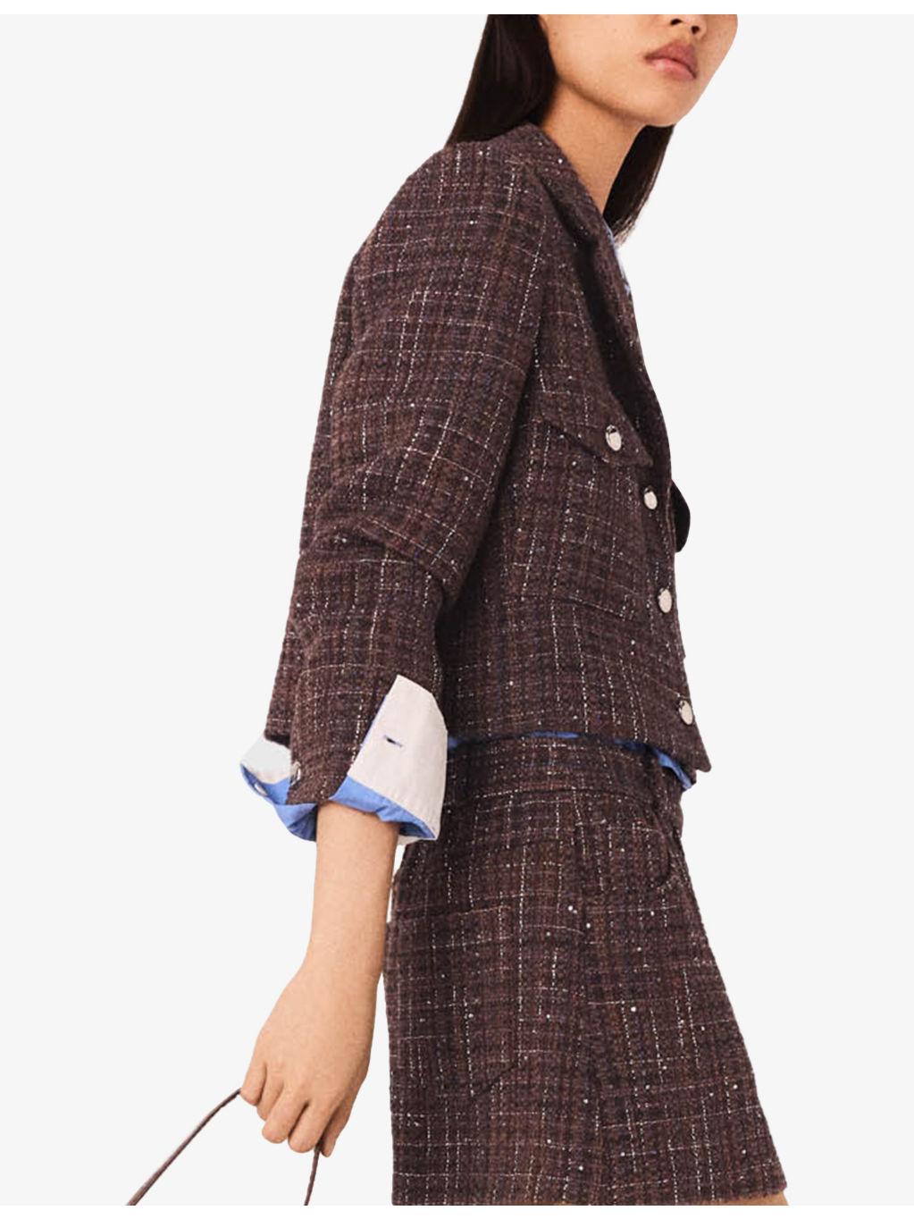 Cropped Chest-Pocket Tweed Jacket - 4