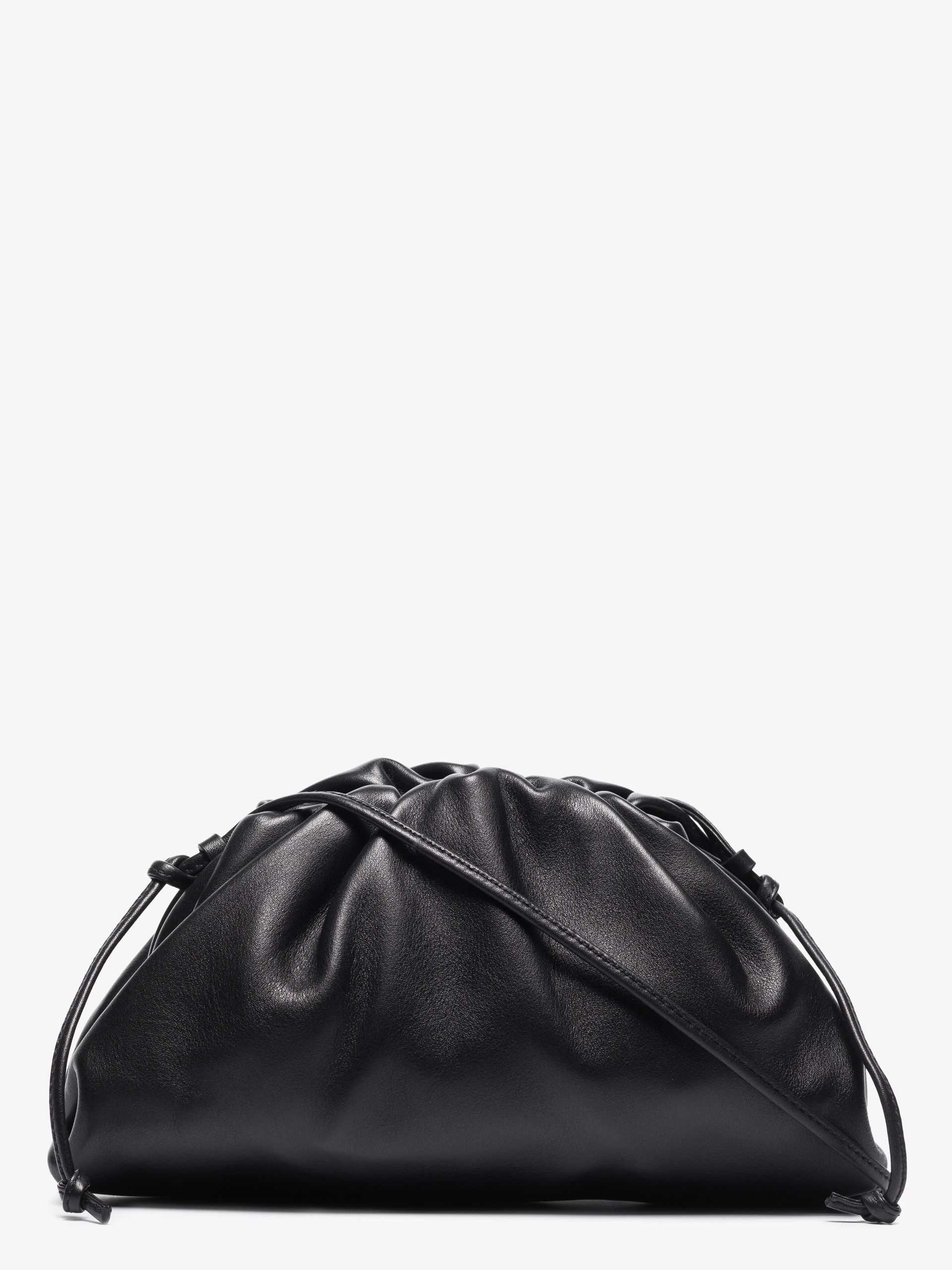 Black Mini Pouch Leather Clutch Bag - 4