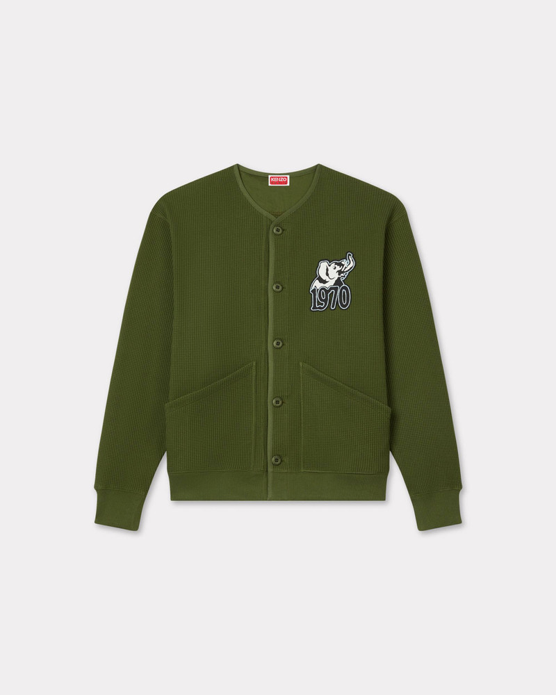 'KENZO Jungle Elephant' embroidered cardigan in waffle textured molleton 1