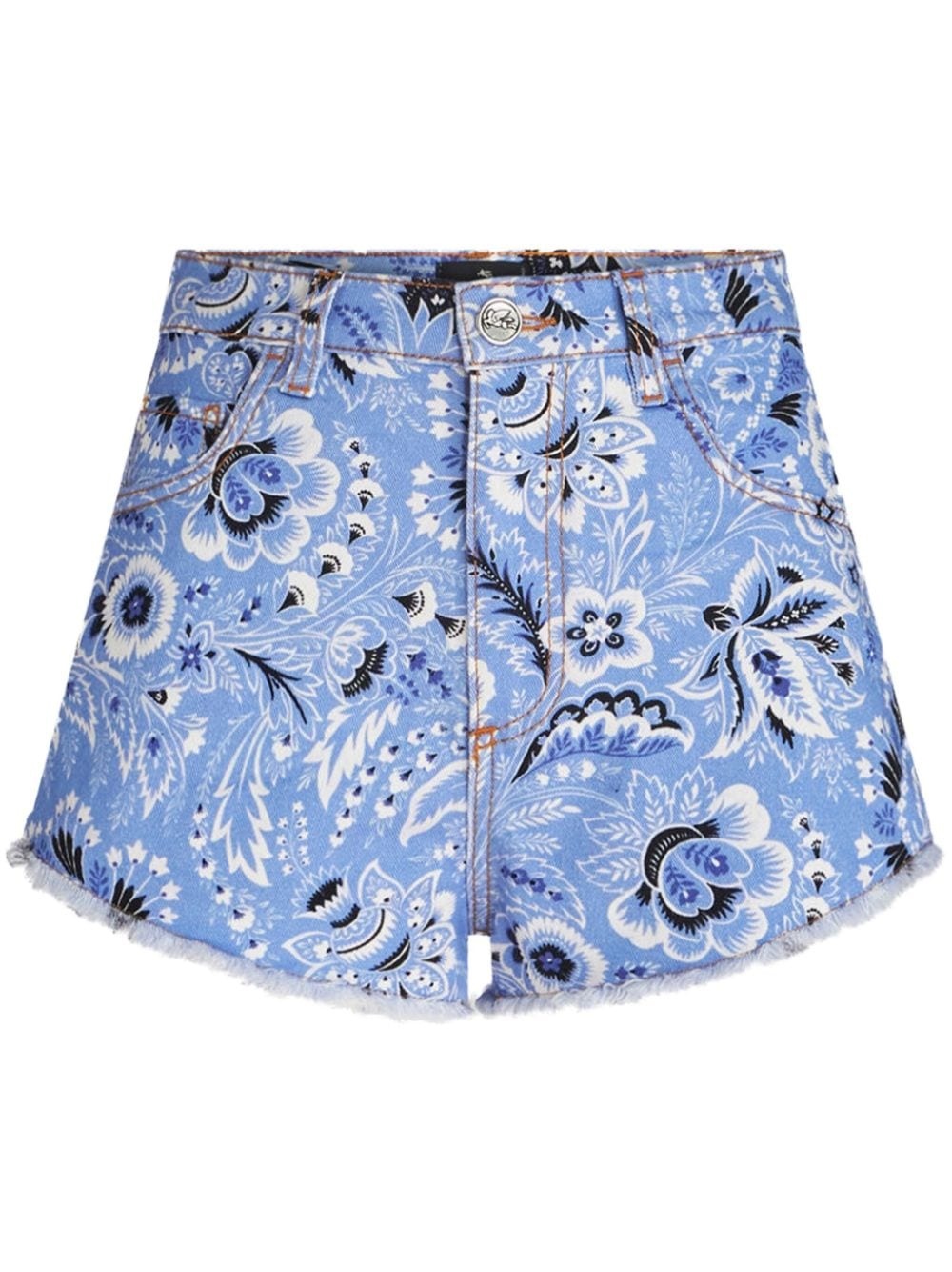 bandana-print denim shorts - 1