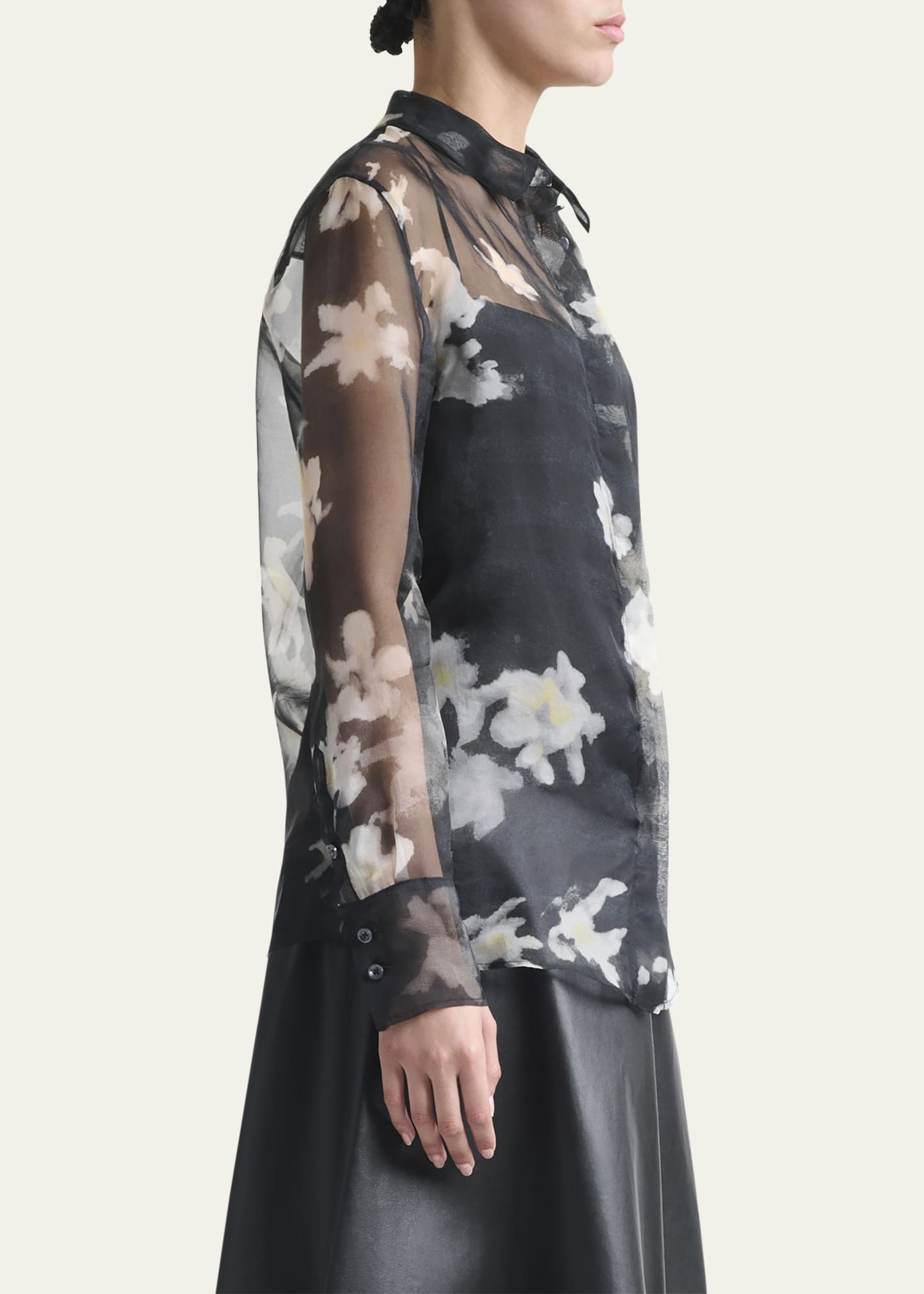 Chika Floral Silk Button-Down Top - 4