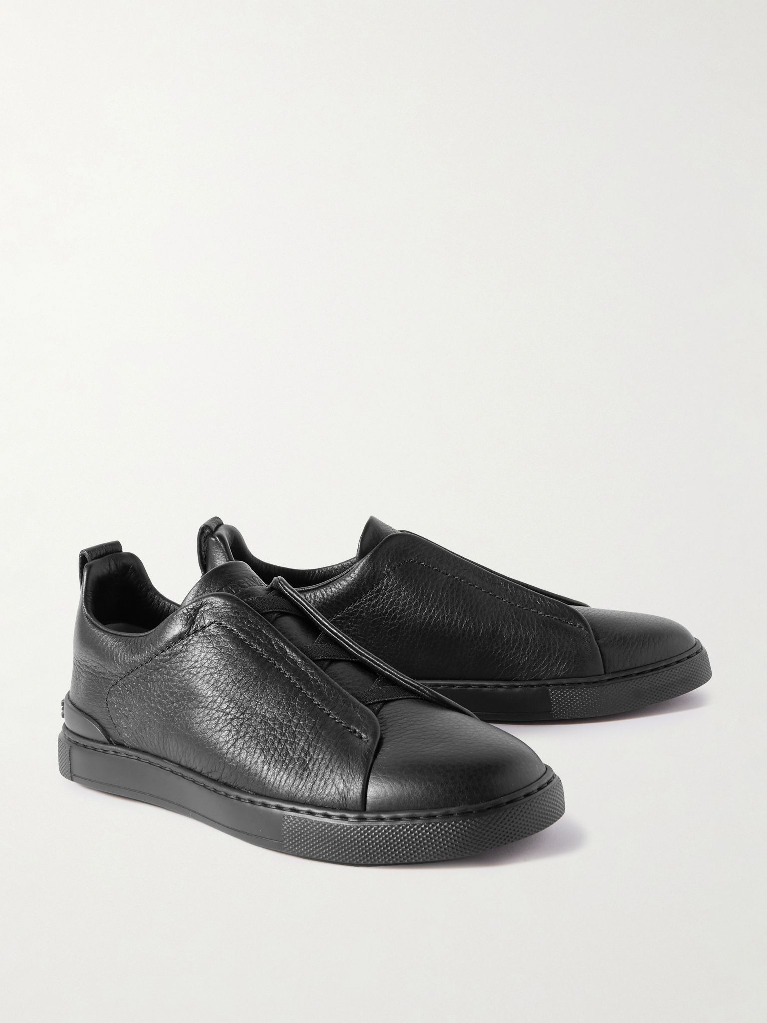 Triple Stitch™ Full-Grain Deerskin Slip-On Sneakers Black - 4
