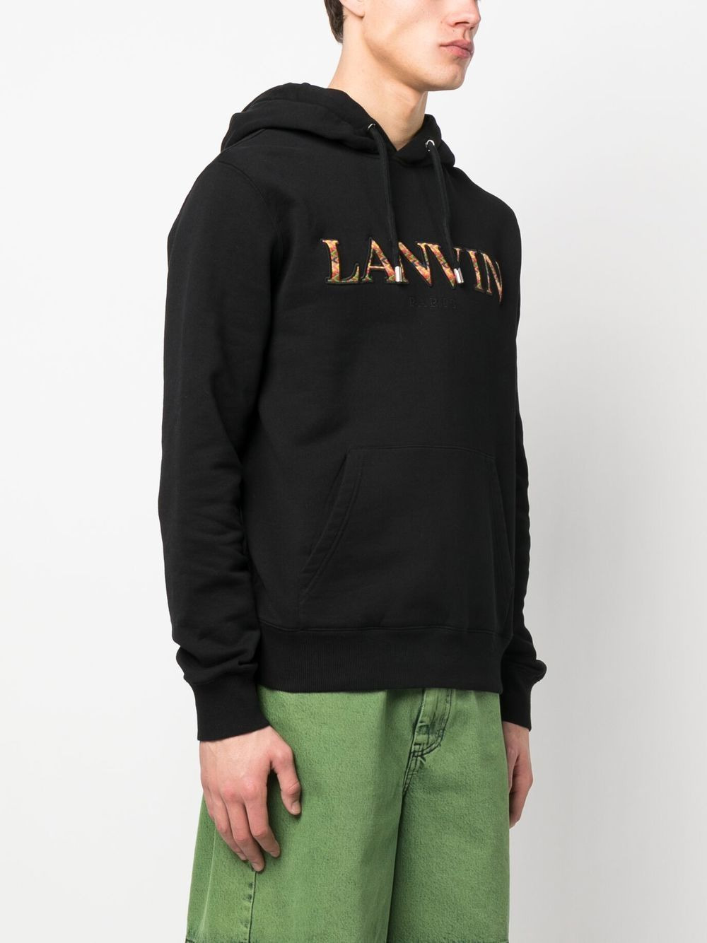 embroidered-logo cotton hoodie - 3