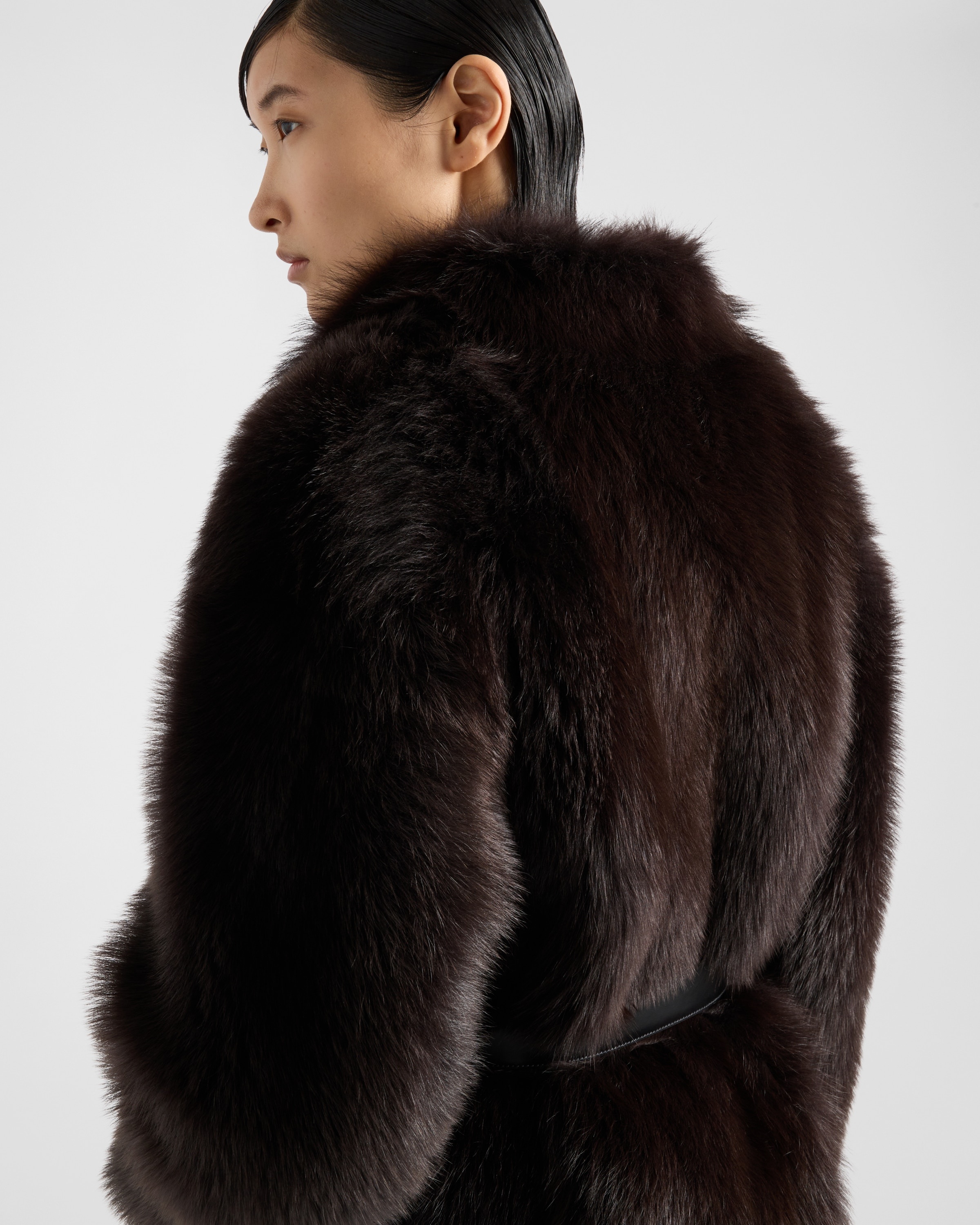Belted shearling caban jacket - 6