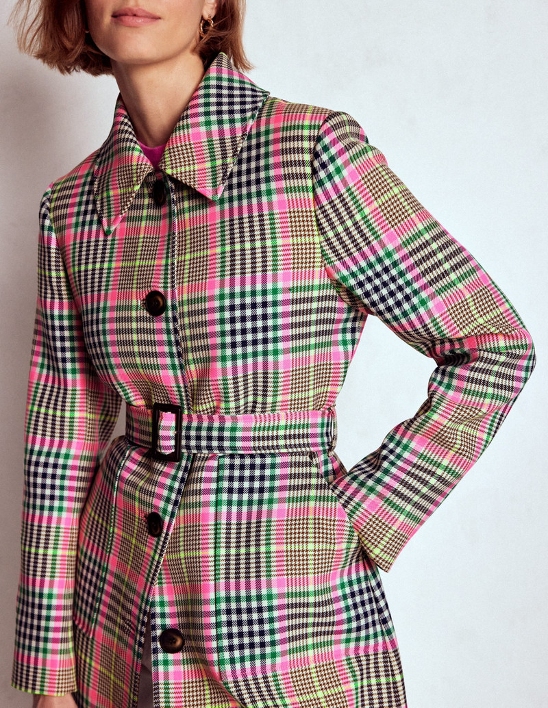 Lancaster Belted Mac-Brown, Neon Pink Check 3