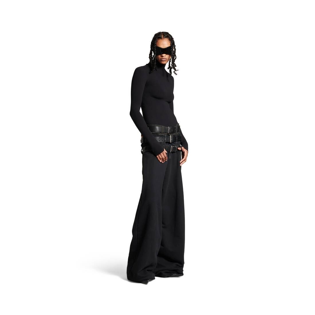 Men's Layered Jogging Pants in Black - 3