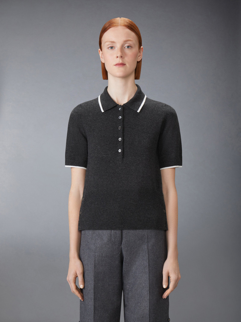 Thom Browne BROWNE 65 JERSEY INTARSIA CASHMERE POLO outlook