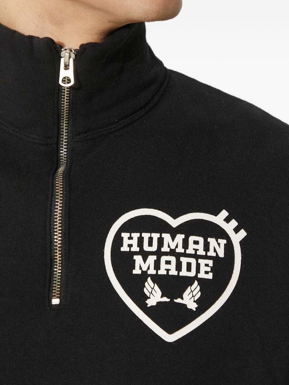 heart-logo half-zip sweatshirt - 3