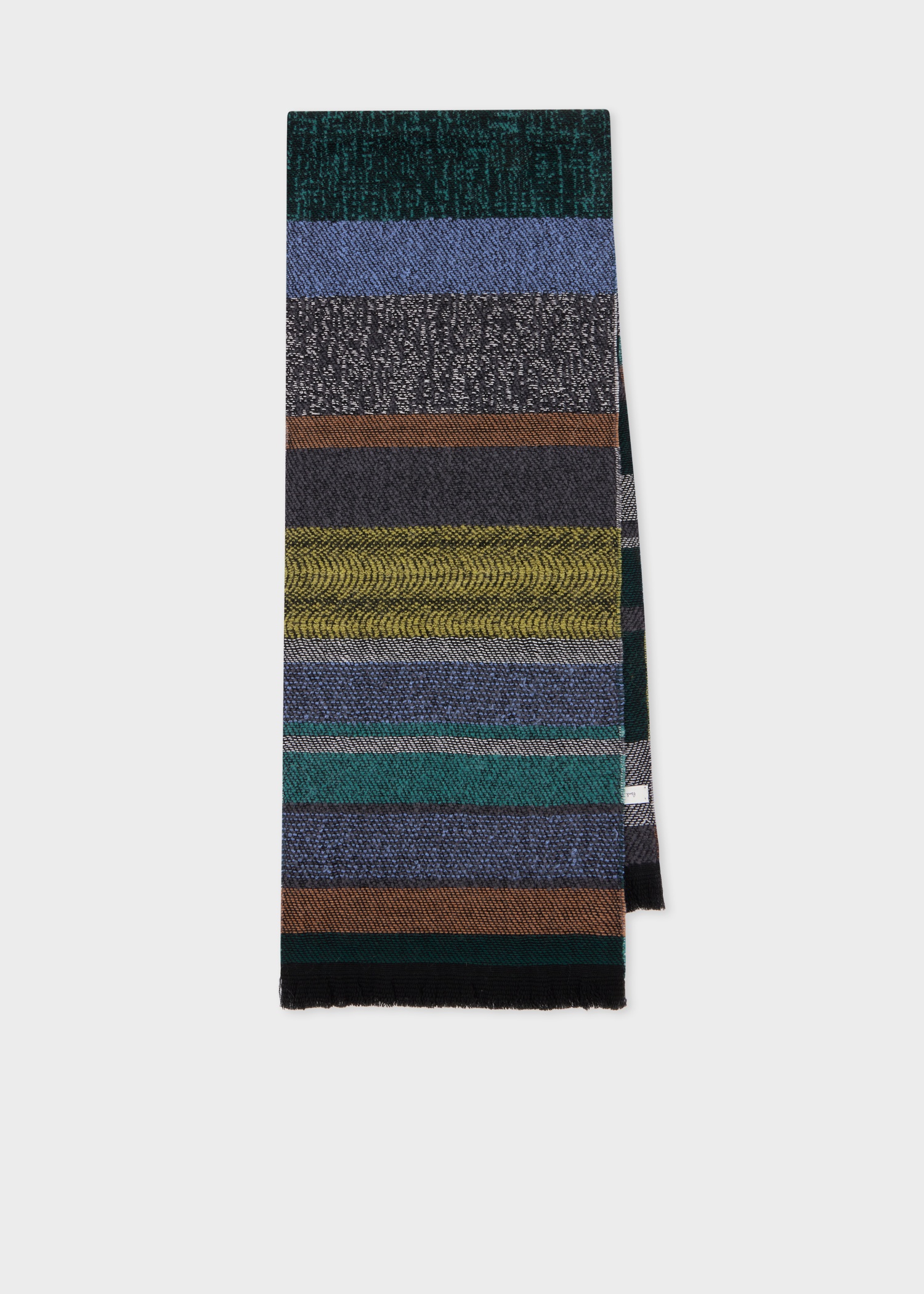 Green Mohair-Blend 'Mixed Stripe' Scarf - 1