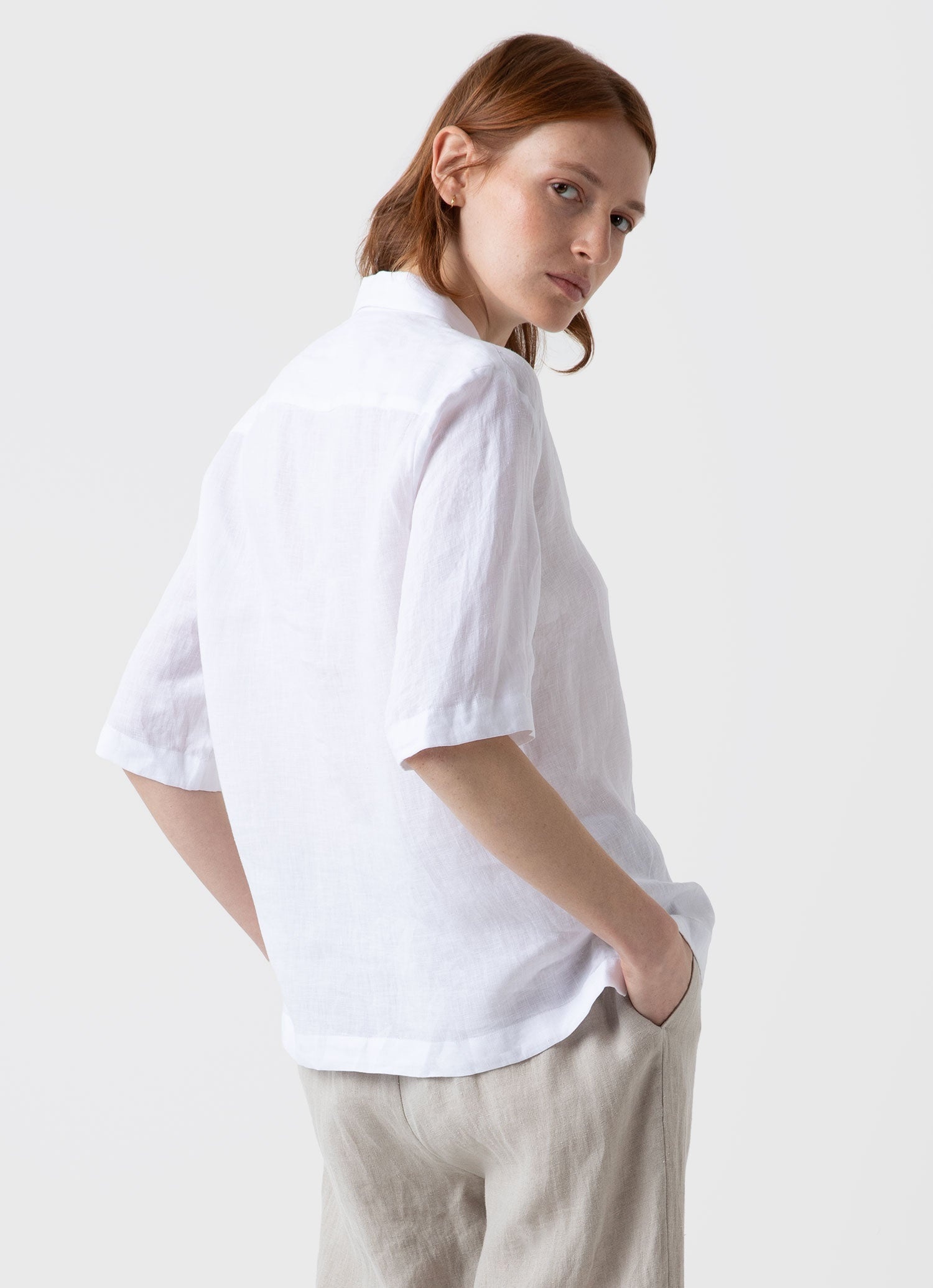 Short Sleeve Linen Shirt - 4