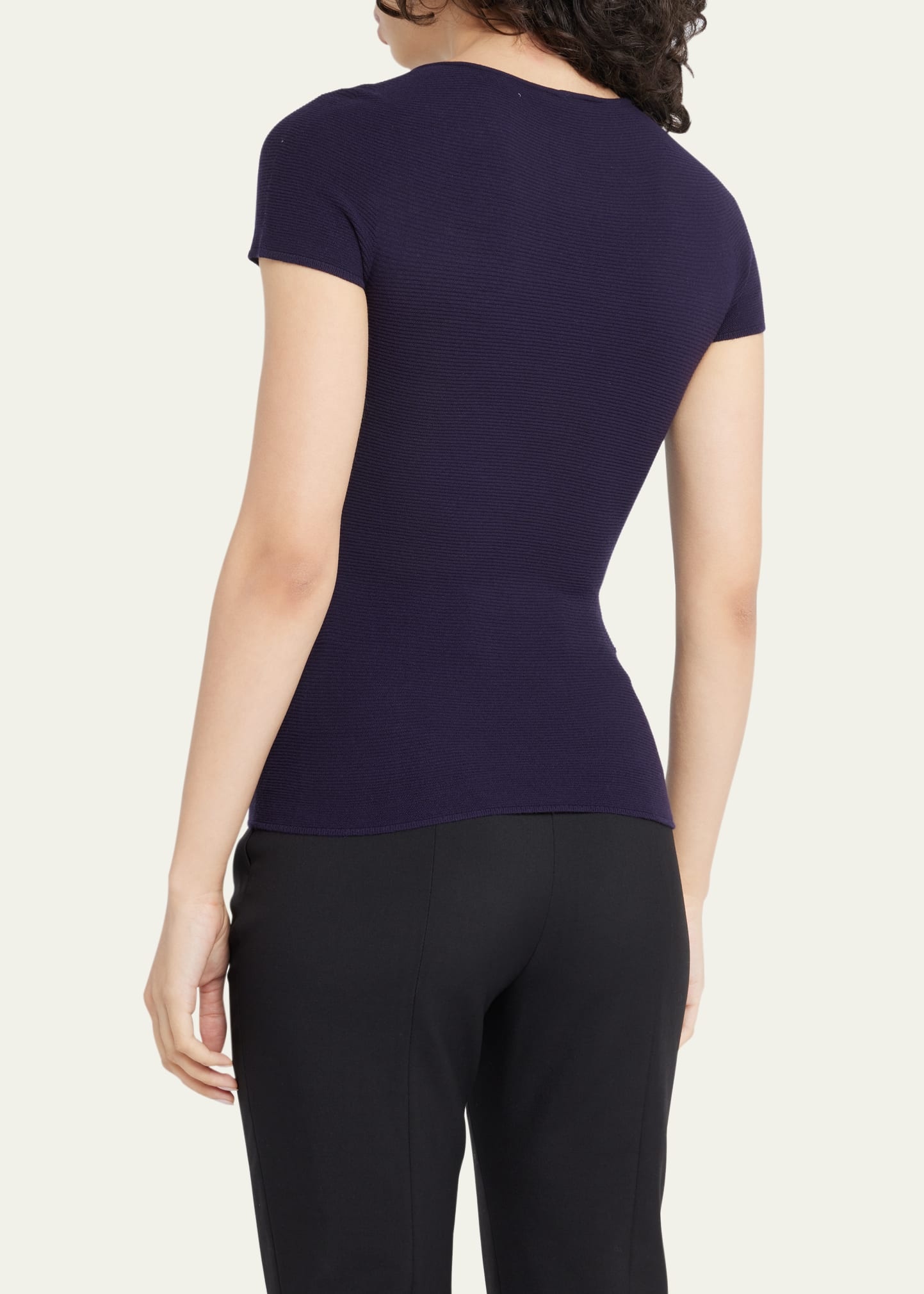 Rib Knit Short-Sleeve Top - 3