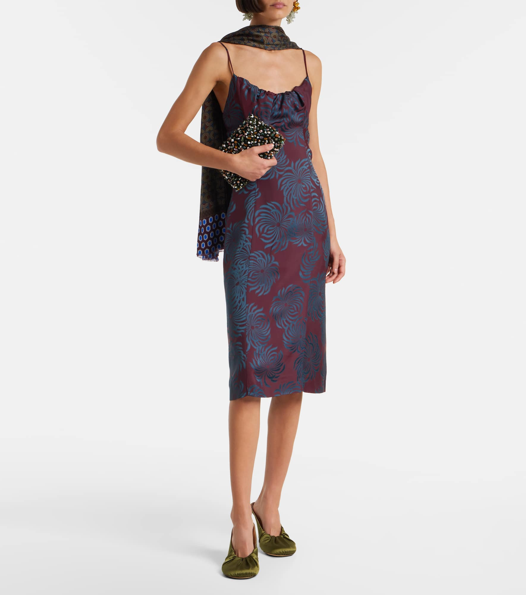 Floral jacquard midi dress - 2