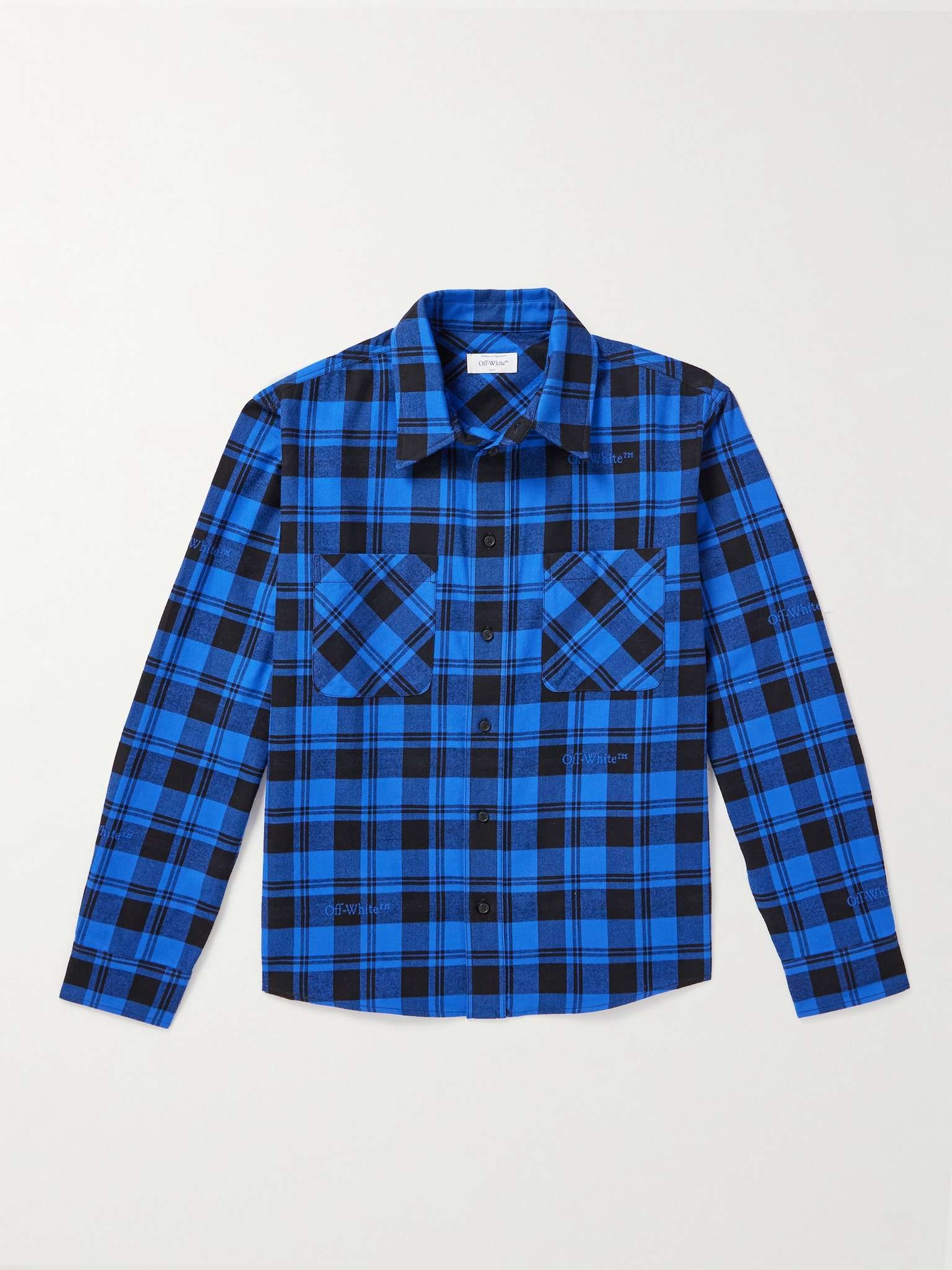Logo-Embroidered Checked Cotton-Flannel Shirt - 1