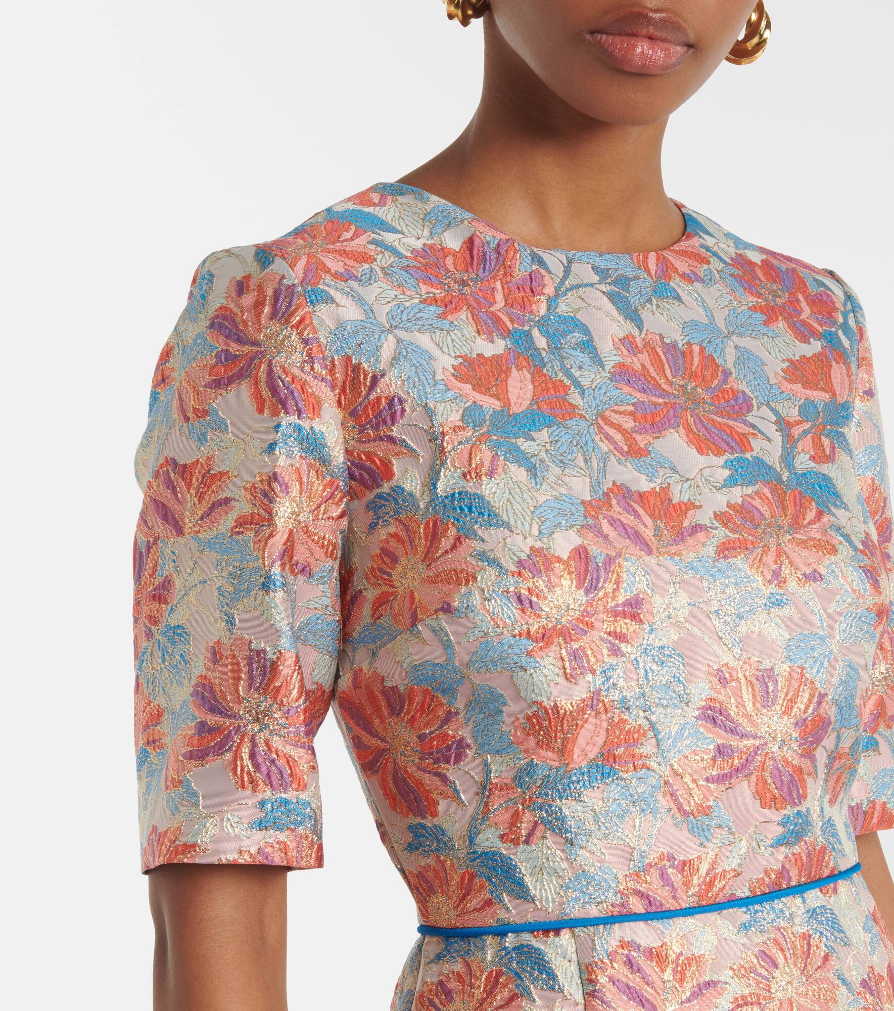 Metallic brocade cocktail dress - 4