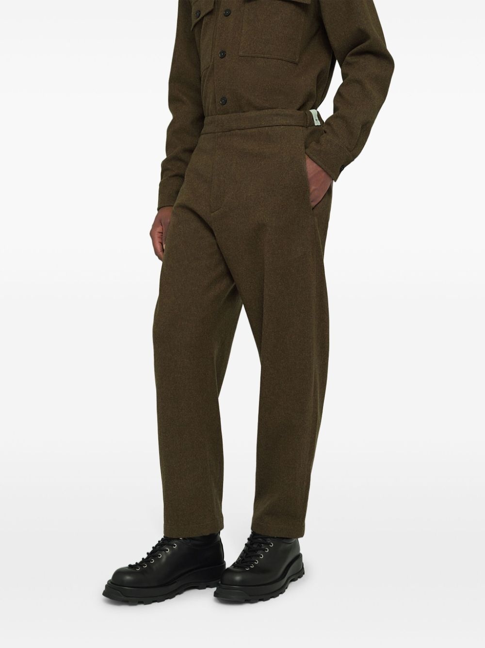 logo-patch wool tapered trousers - 4