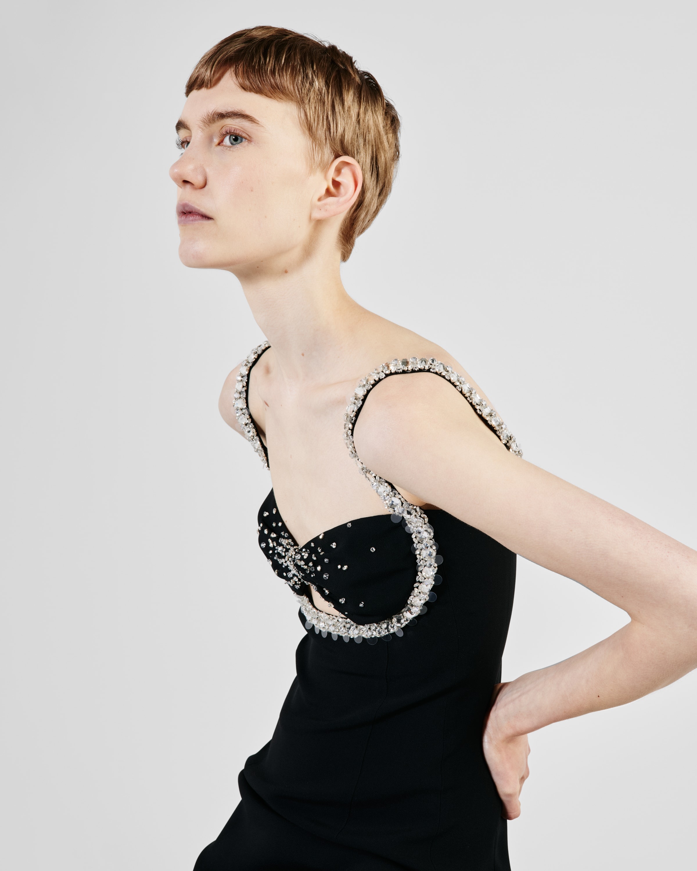 Embroidered sablé dress - 4