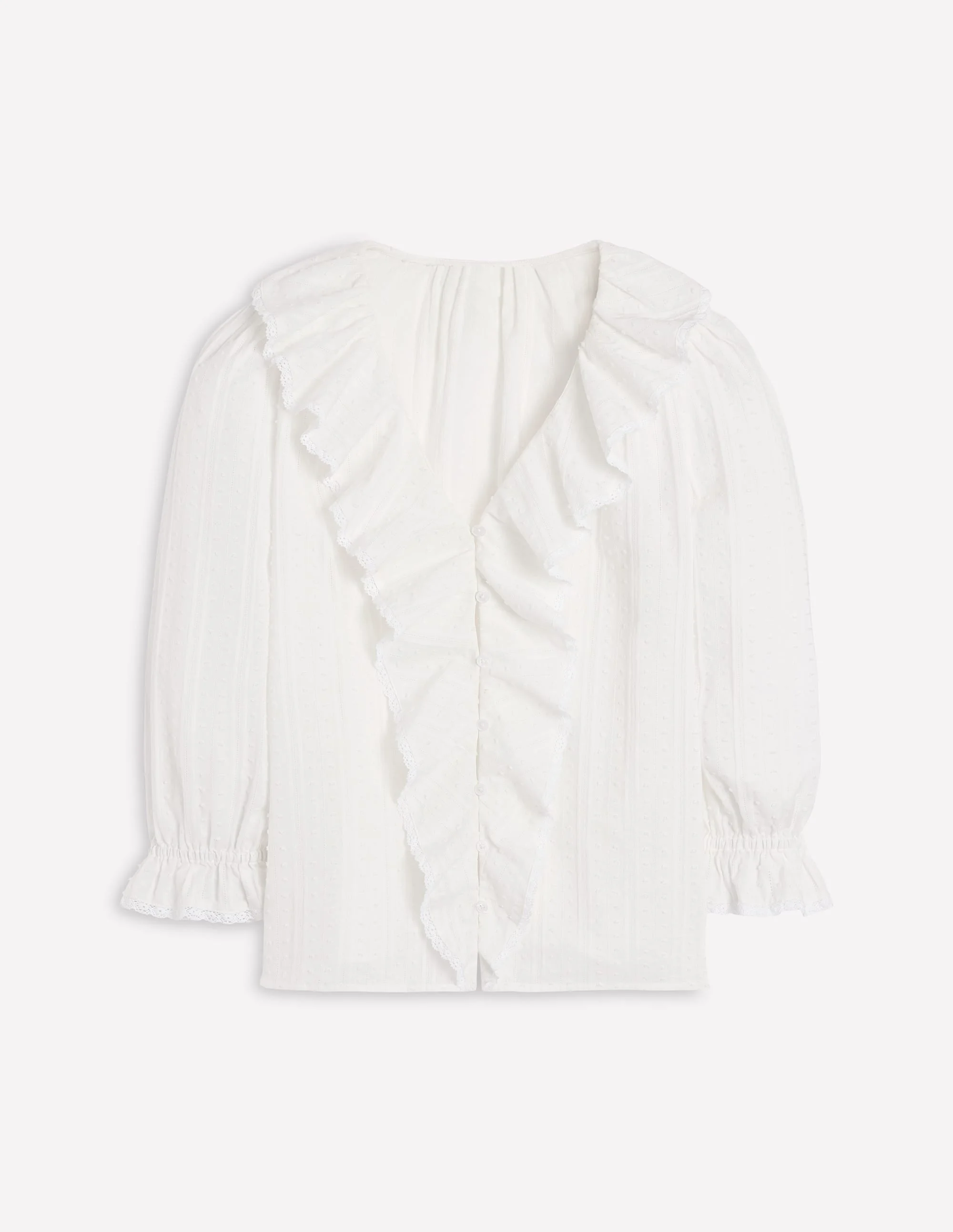 Eliza Ruffle V-Neck Blouse-White - 1