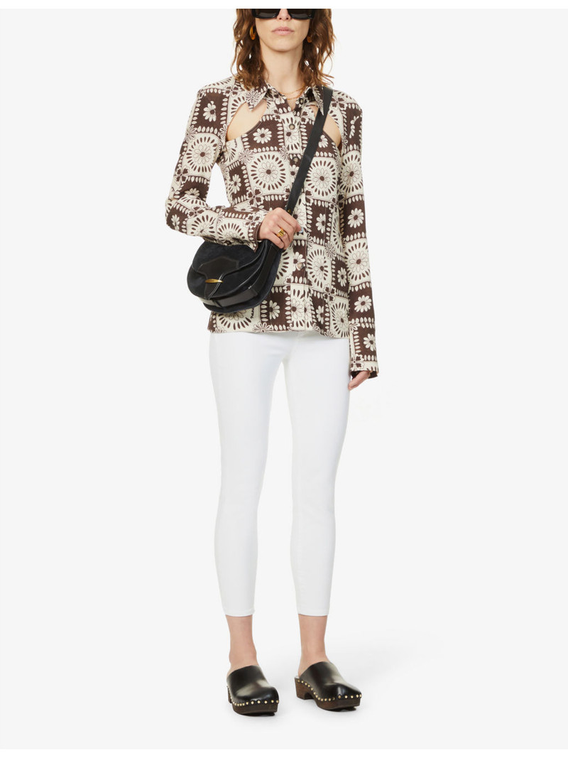 PAIGE Hoxton Cropped skinny-leg high-rise stretch-denim jeans outlook