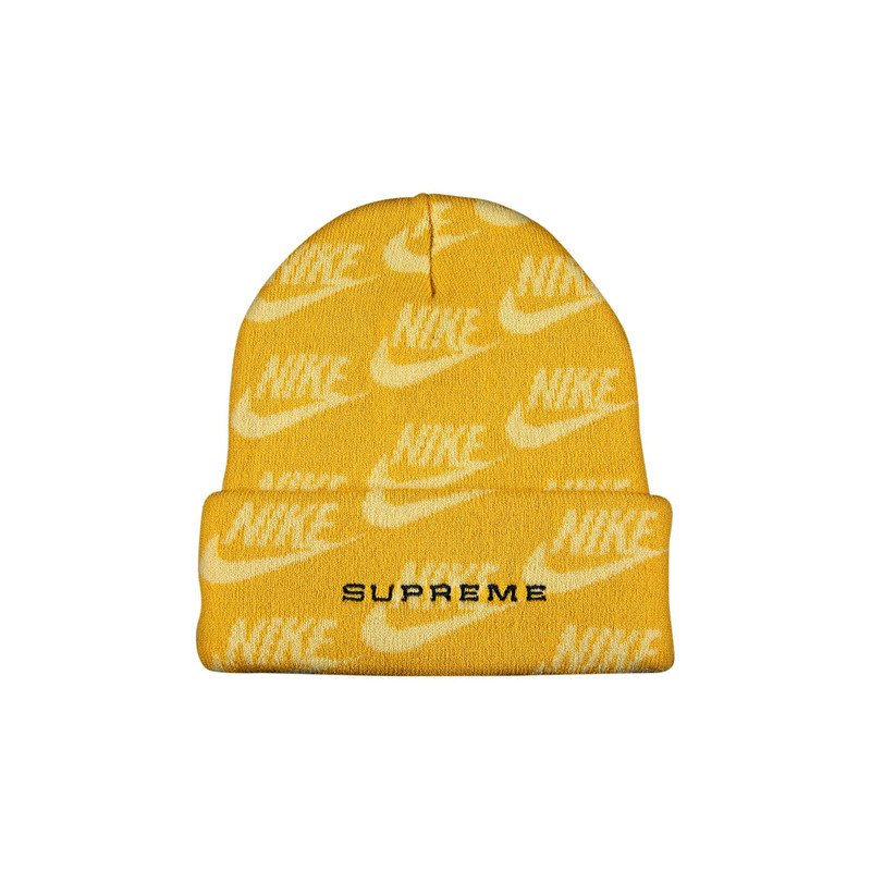 Supreme x Nike Jacquard Logos Beanie 'Pale Yellow' - 1