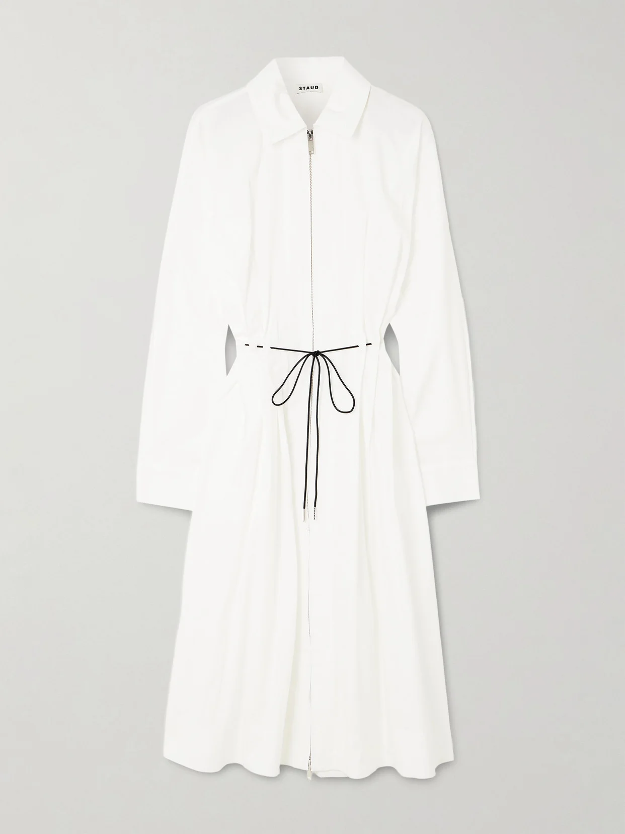 Chi Belted Pleated Cotton-blend Poplin Midi Dress - 1