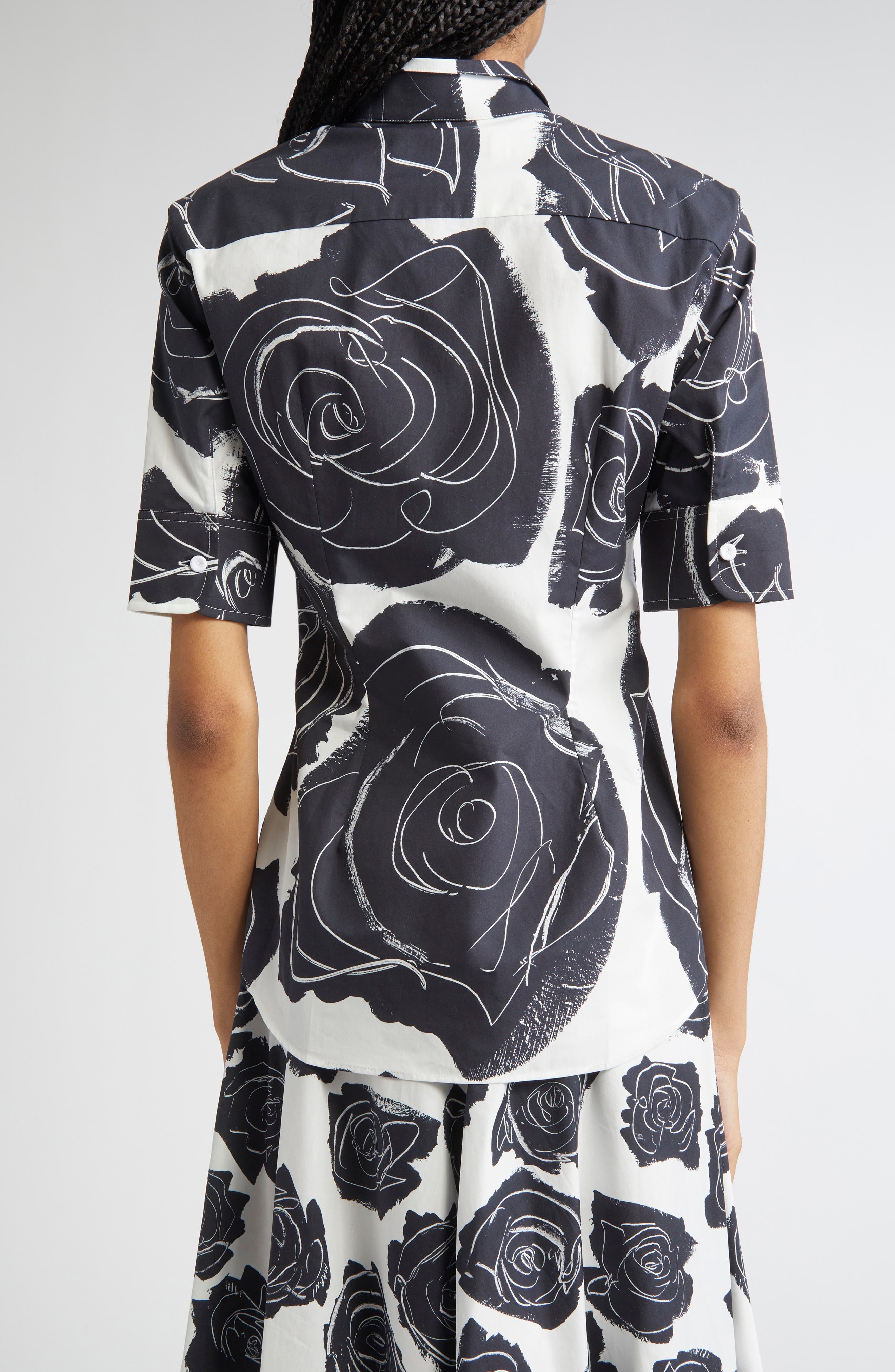 Marni Rose Print Cotton Poplin Shirt in Lily/white at Nordstrom - 3