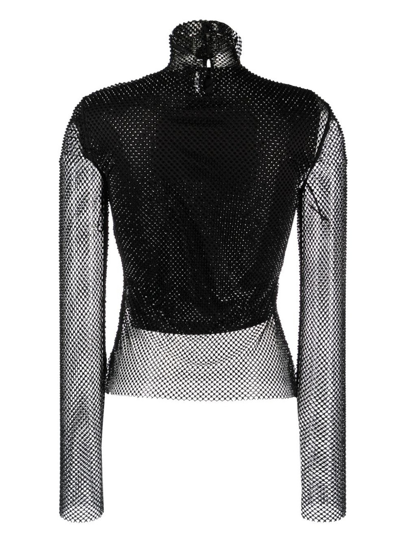 Sportmax rhinestone-embellished mesh top outlook